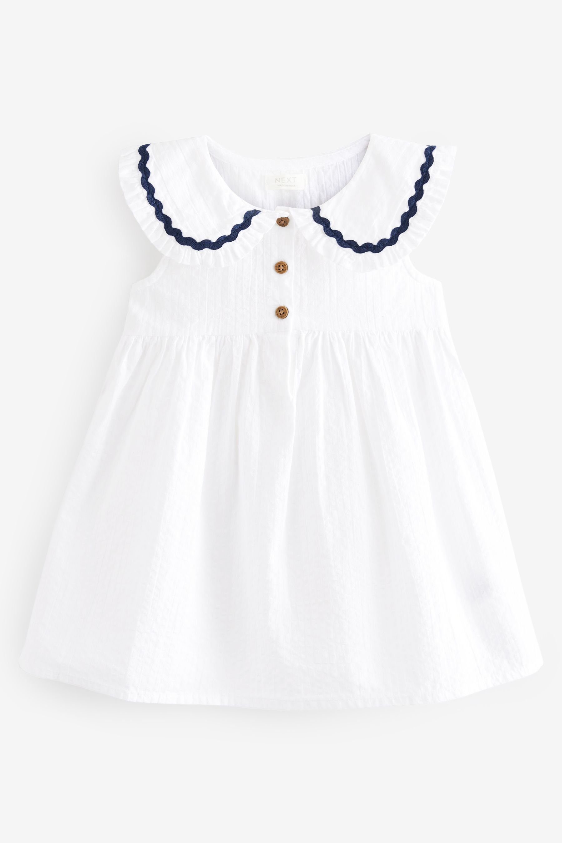 Next Sommerkleid Baumwollkleid mit Kragen (1-tlg) White