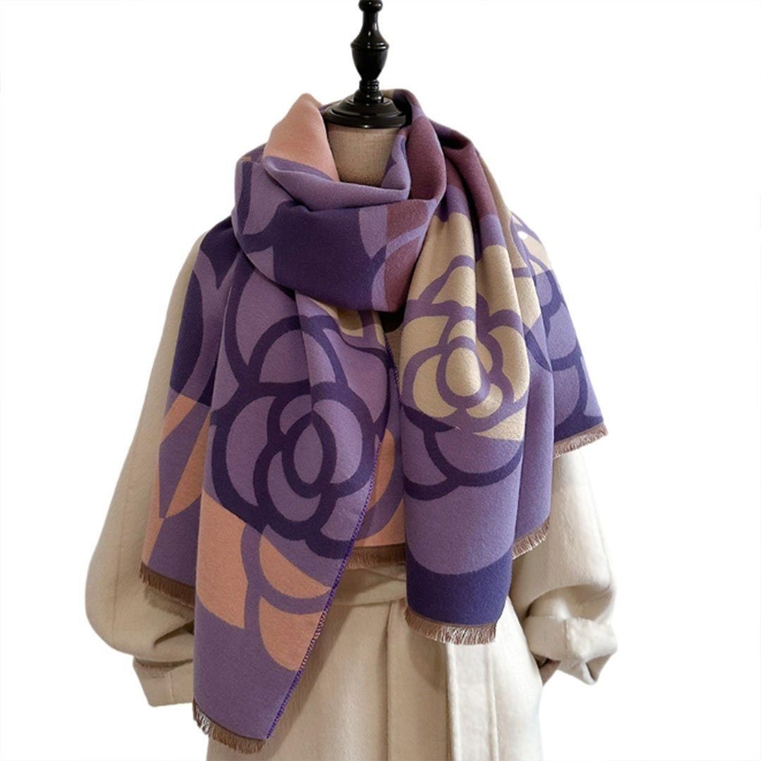 AUKUU Schal Halstuch Damenschal beidseitig als warmer Schal verwendbar, (vielseitiger Schal, Beidseitig tragbar) Lila