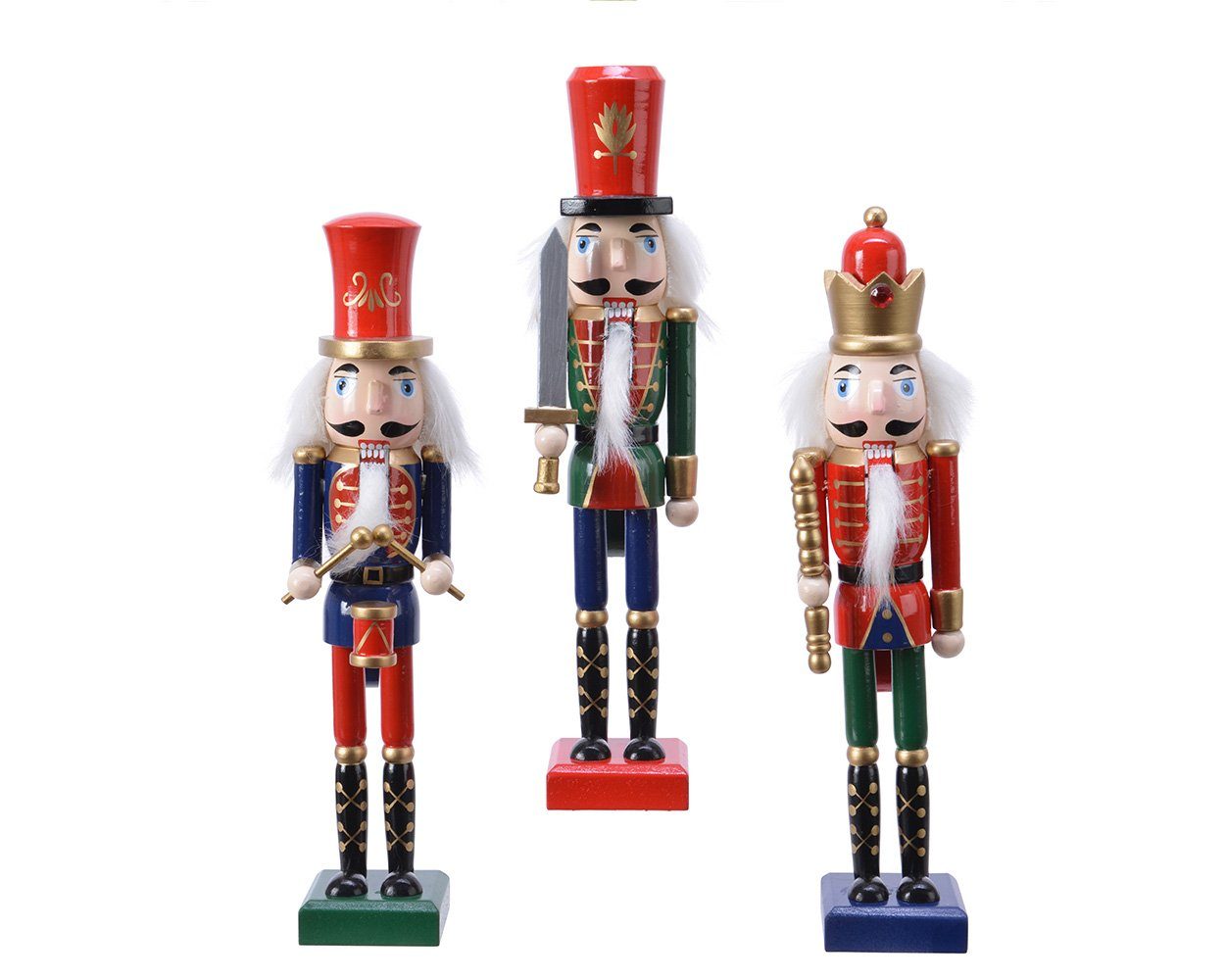 Decoris season decorations Weihnachtsfigur, Nussknacker Figur Holz Craquele 25cm bunt, 1 Stück sortiert