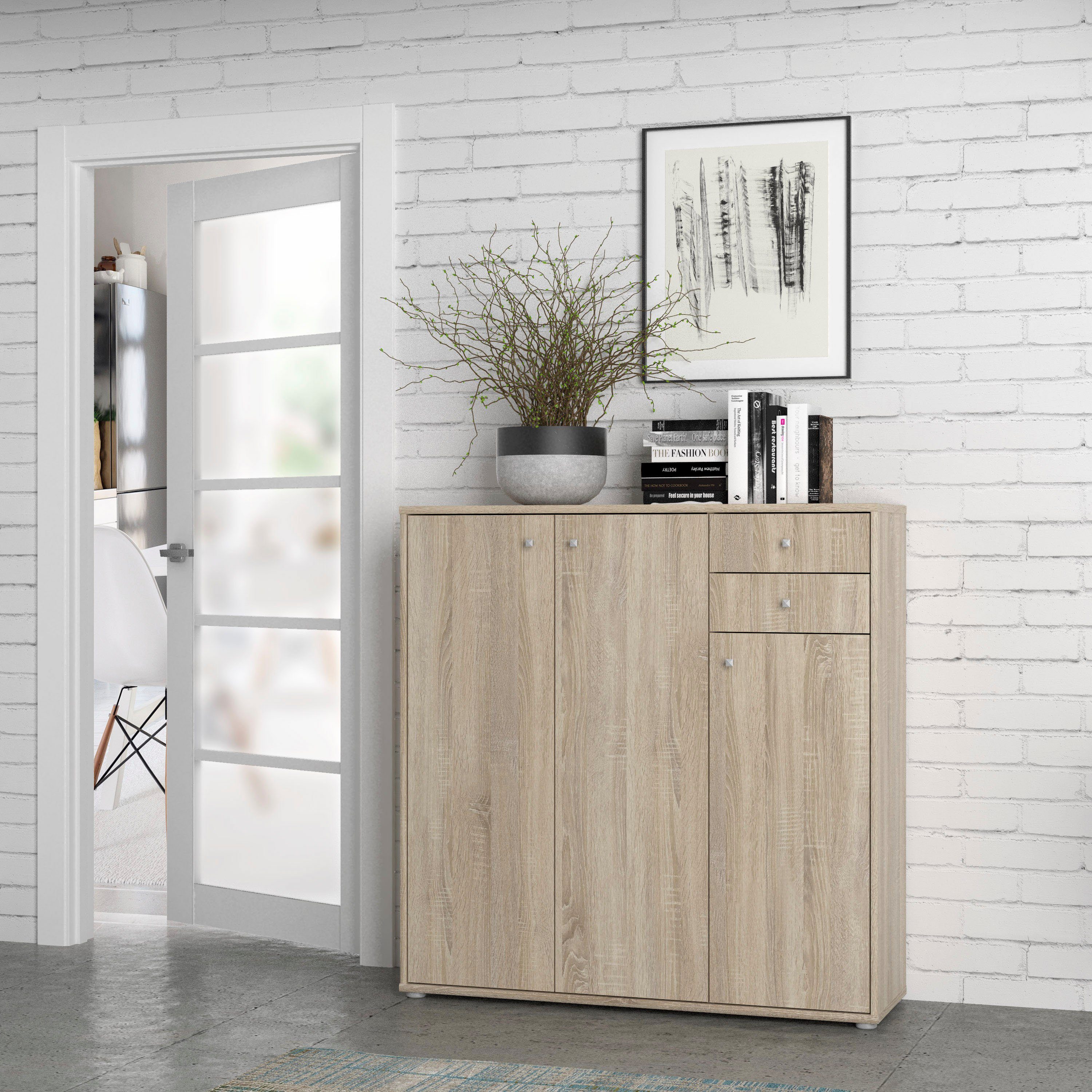 FORTE Kommode Tempra, Kommode, 3 Türen, 2 Schubkästen, viel Stauraum, Breite 108,8 cm