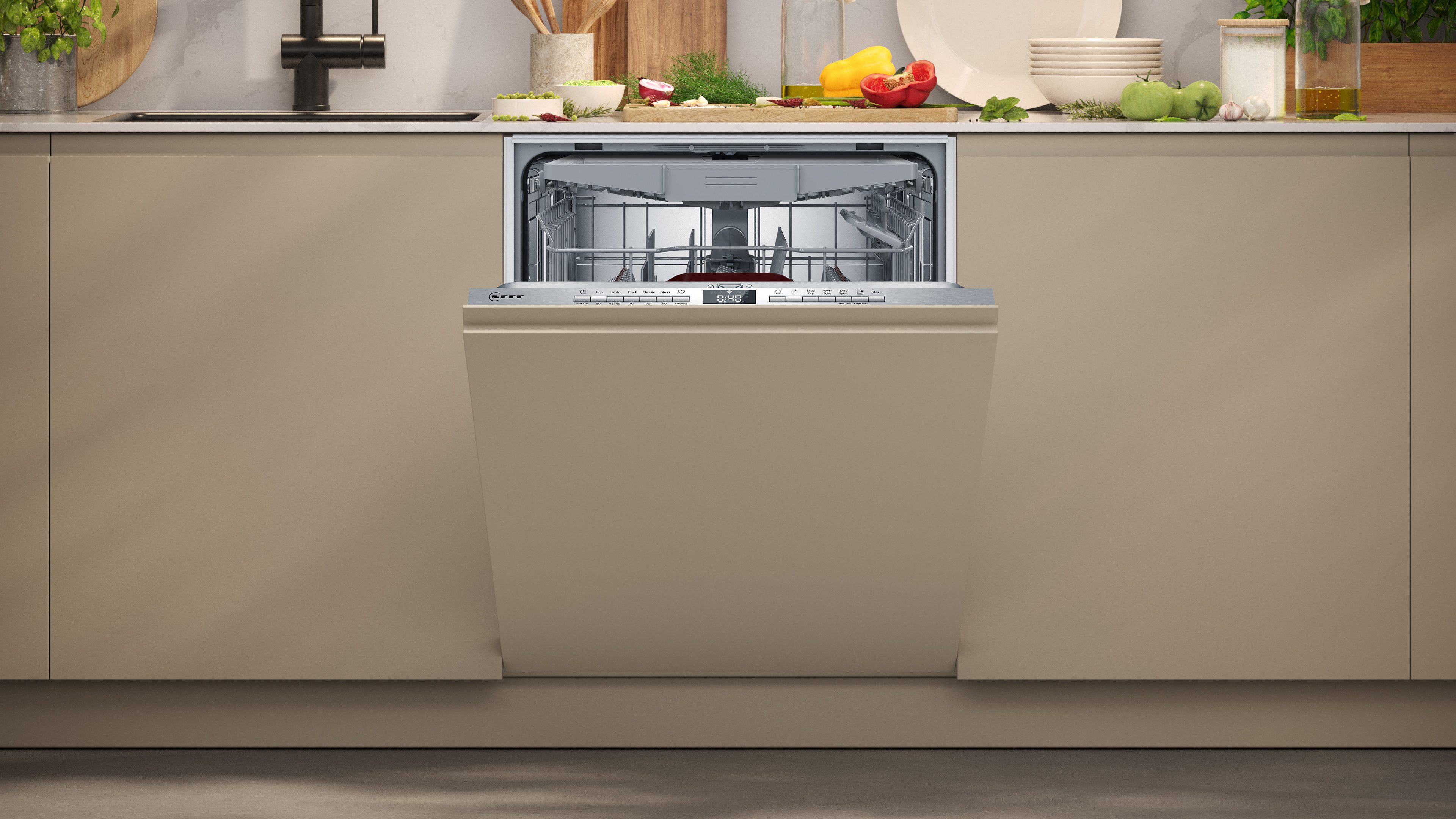 NEFF vollintegrierbarer Geschirrspüler S155evX04e, 14 Maßgedecke, Automatische Türöffnung für Effizienz, Info Light