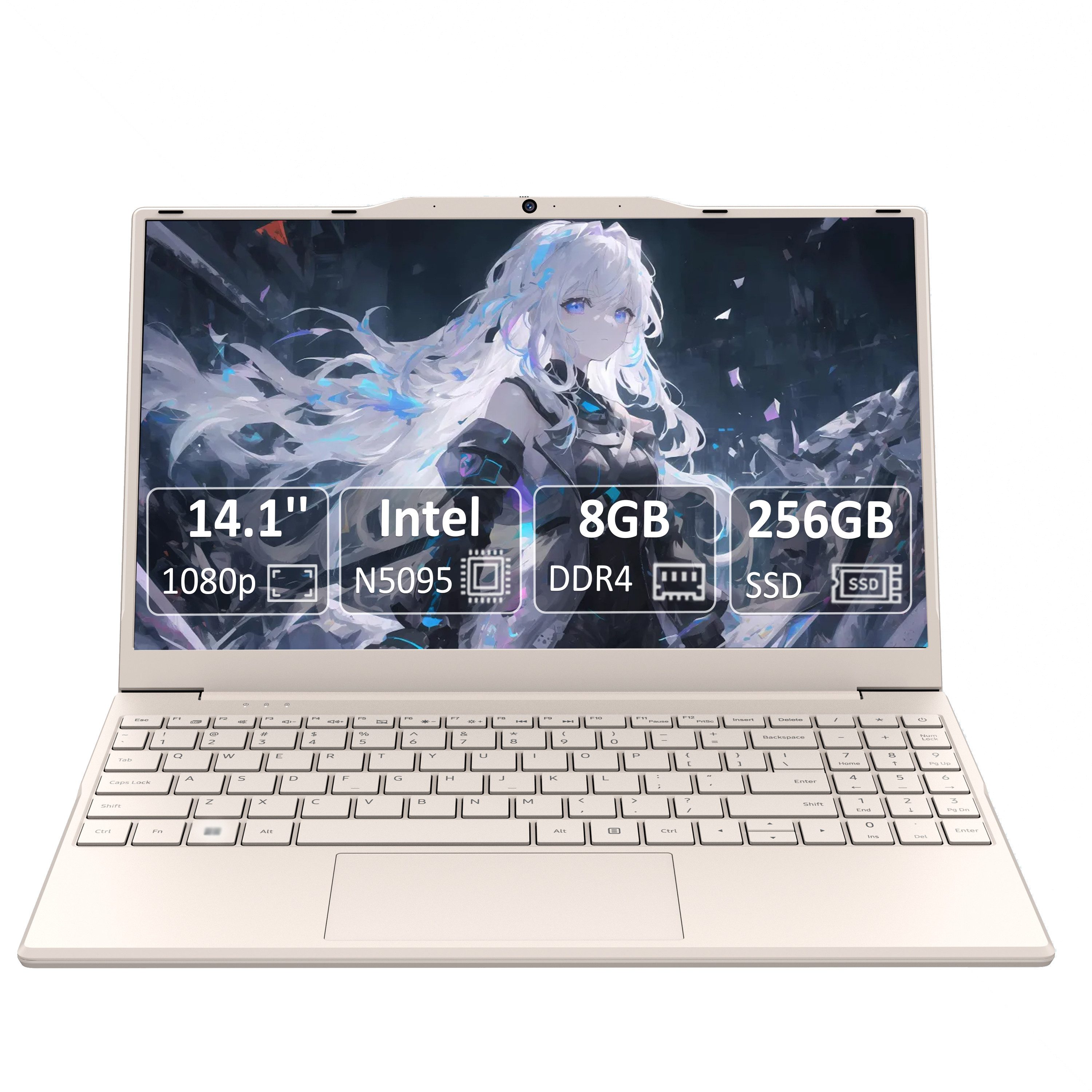 Molegar 14,1" FHD Laptop, Intel N5095, 8GB RAM, 256GB SSD. Notebook (35,8 cm/14.1 Zoll, Intel, Intel UHD-Grafik, 8 GB, 256 GB SSD, beleuchtete Tastatur, bis 4h Akku, ideal für Studenten & Business)