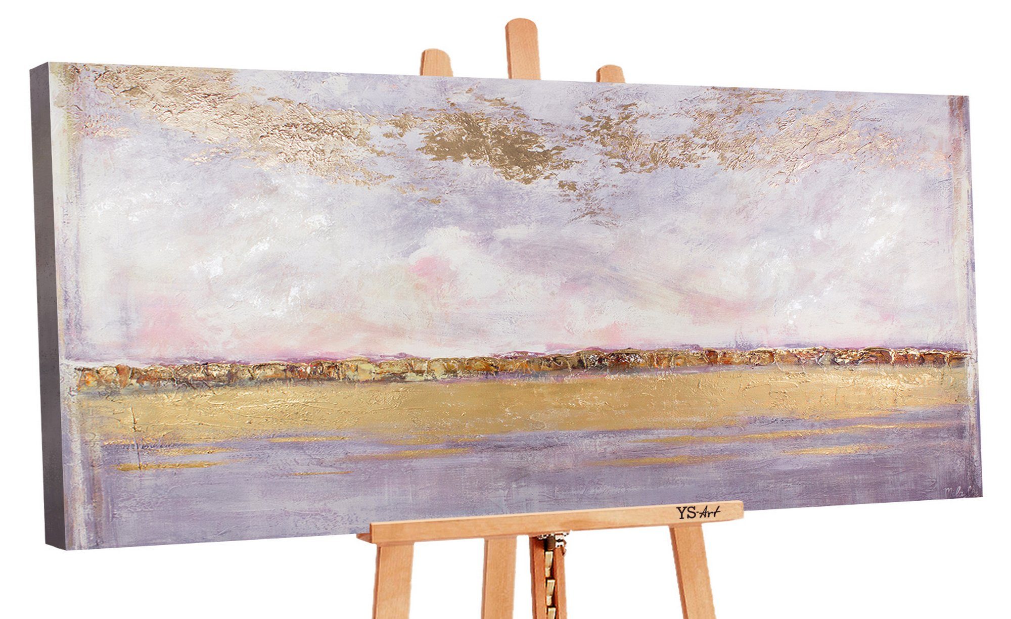 YS-Art Картина Sonnenschein, Abstrakt, Leinwand Bild Handgemalt Abstrakt Gold Lila