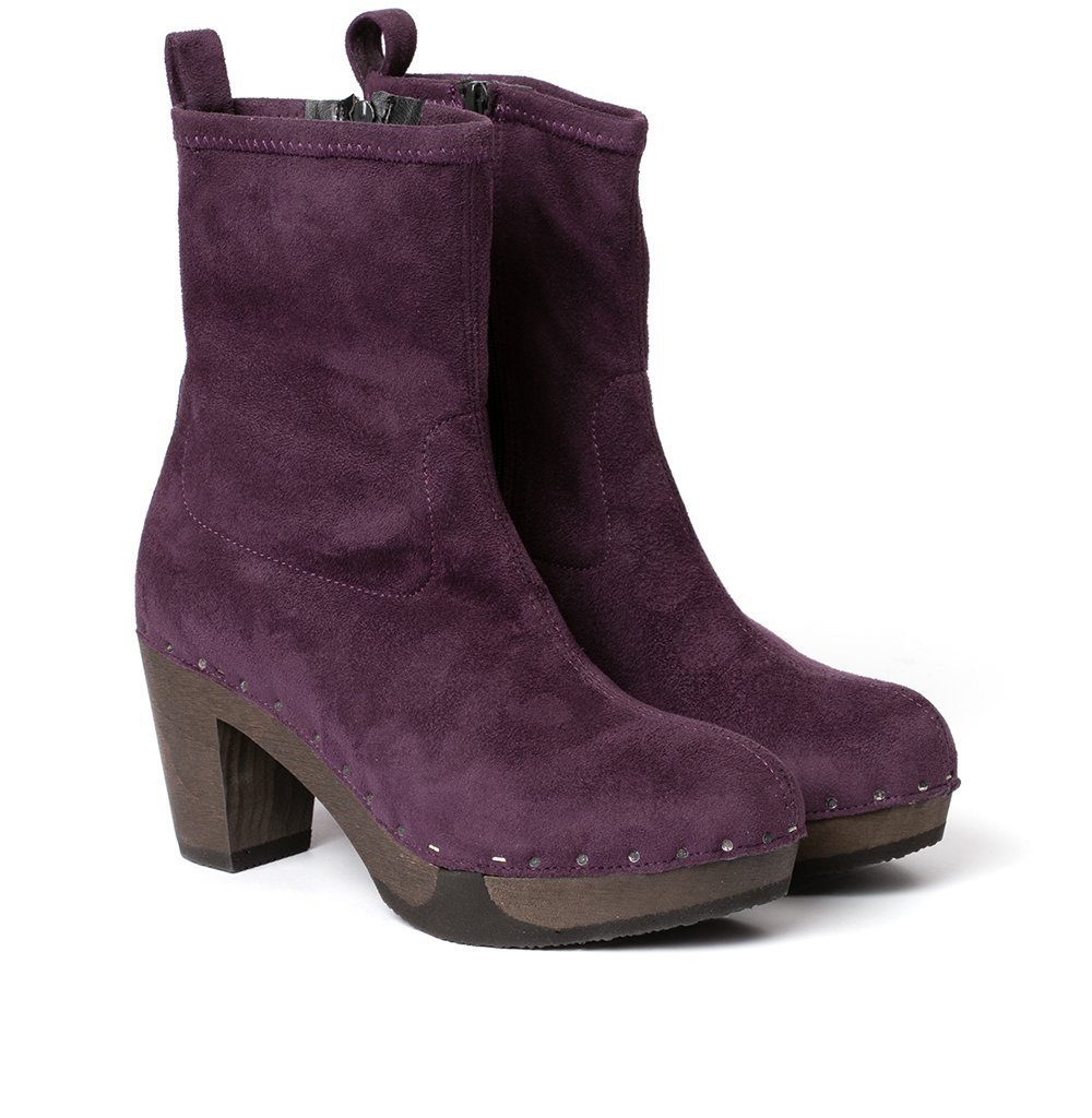 Softclox FABIA vegan Velourseffekt viola (dunkel), Winter, Holz, Clogs, Damen, Stiefelette