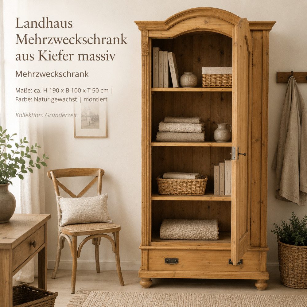 Wohnpalast Mehrzweckschrank Landhaus Mehrzweckschrank aus Kiefer massiv – Natur gewachst – Massivh