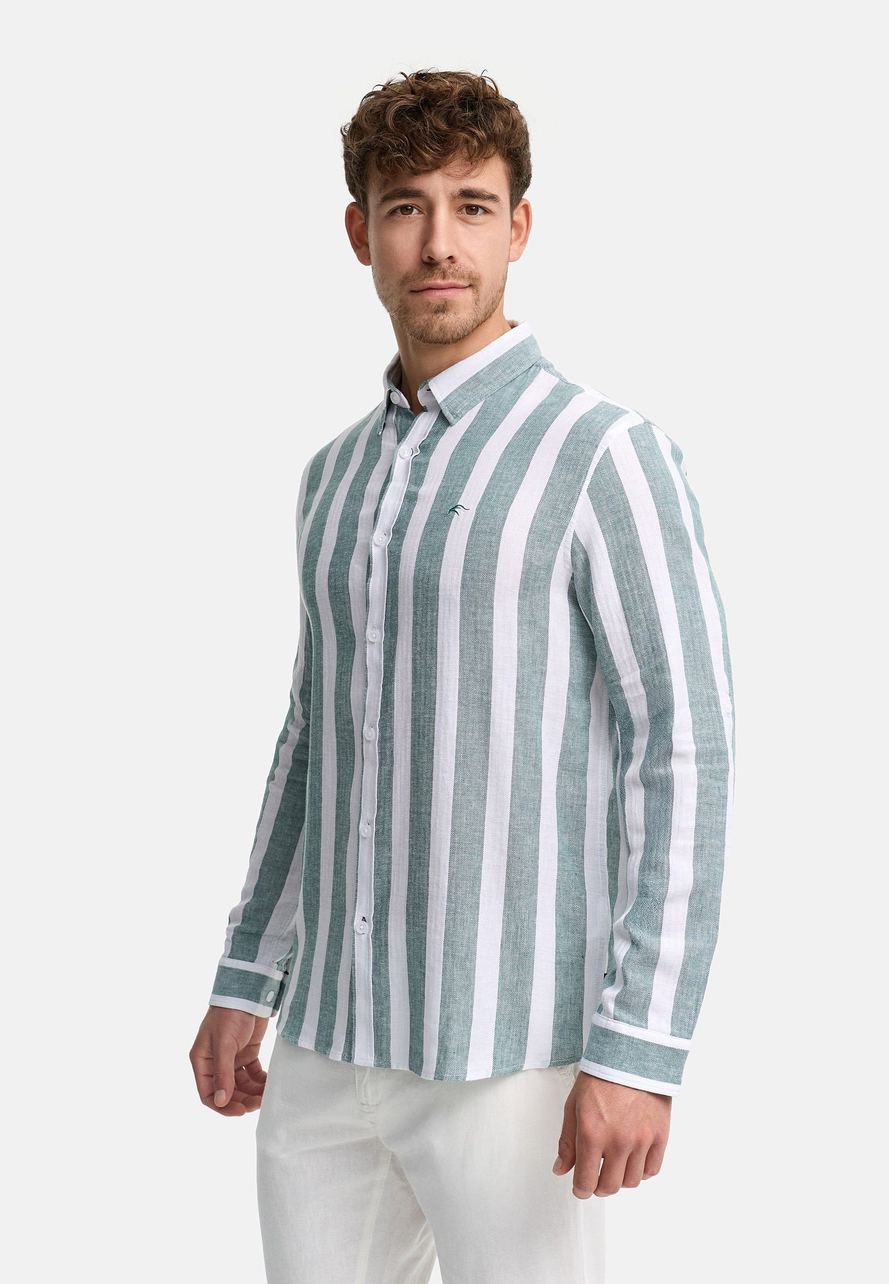 Indicode Langarmhemd Herren Brayden Herrenhemd Langarm mit Button-Down-Kragen