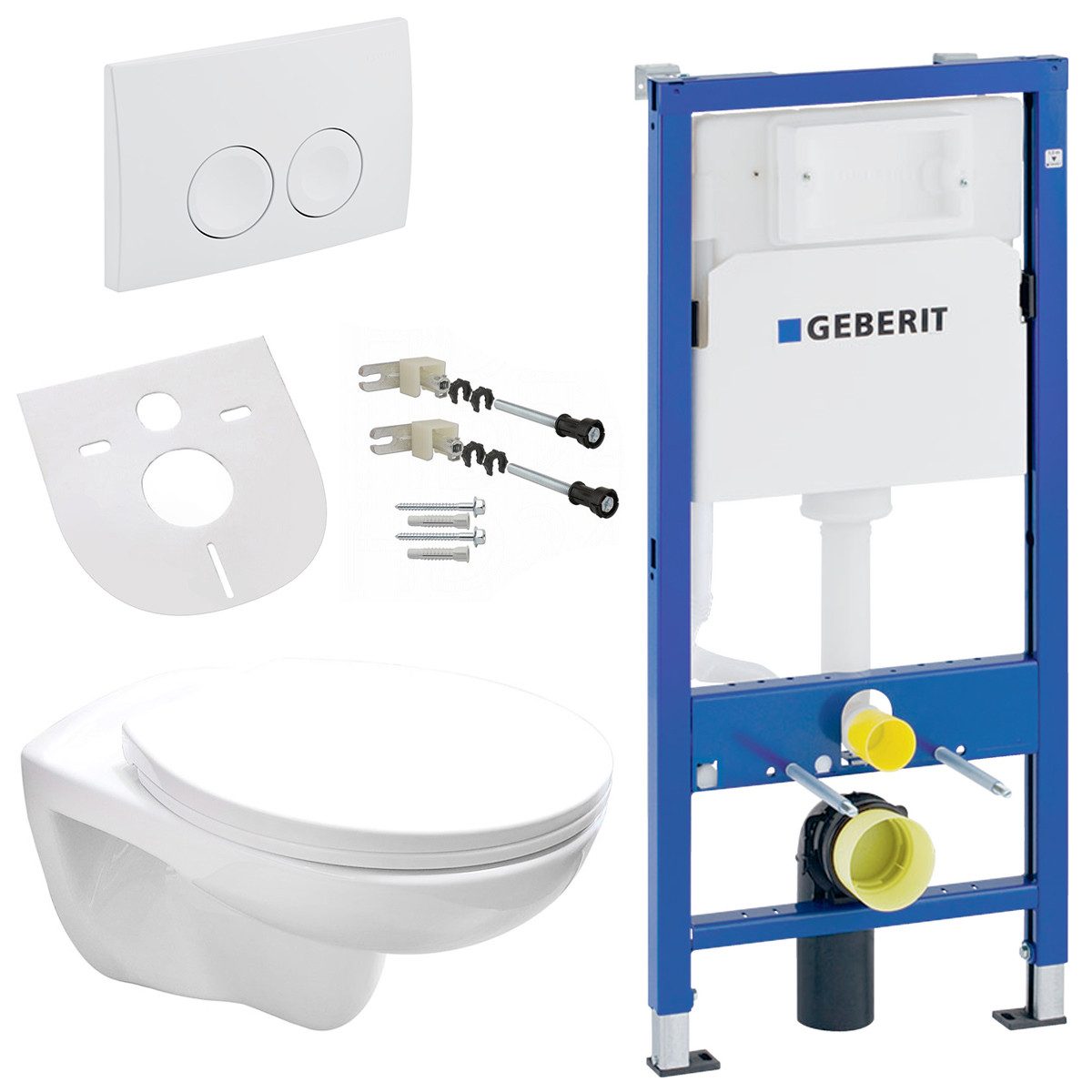 Belvit Tiefspül-WC UP100-EGWWC-SET, Belvit Wand WC Set Weiß spülrandlos Rimless mit Softclose Sitz