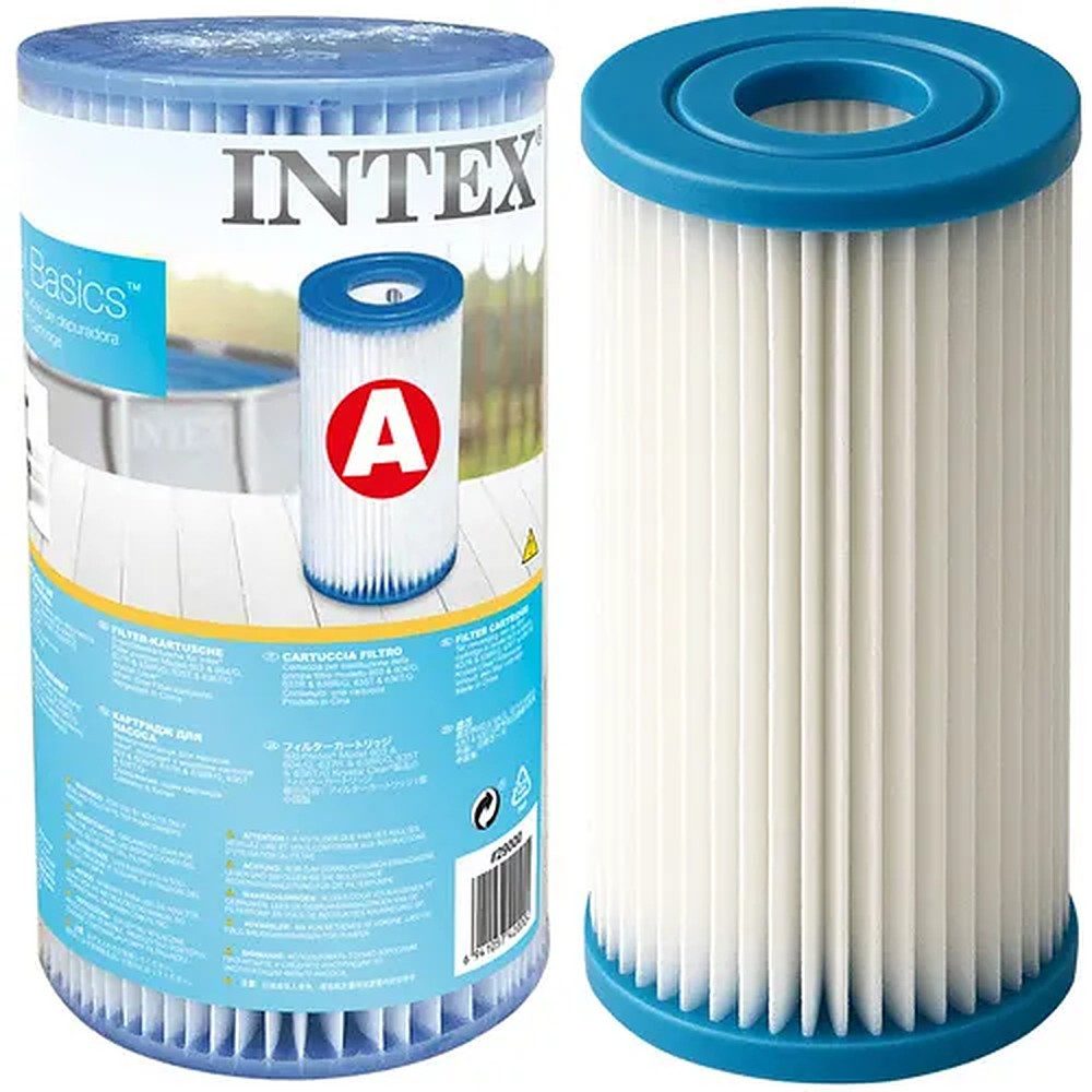 Intex Pool-Filterpumpe Filterkartusche Poolfilter Ersatzfilter (Spar-Set, 1-tlg., 20 x 11 x 11 cm fein), Typ A, werkzeugloser Wechsel, Plisseepapier