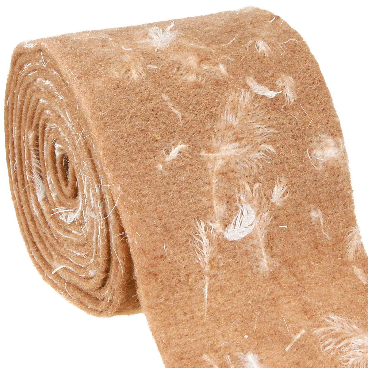 STYLIT by Lehner Wolle Filzband Filzband Wollband Dekostoff mit Federn, Braun Wollfilz 15cm x