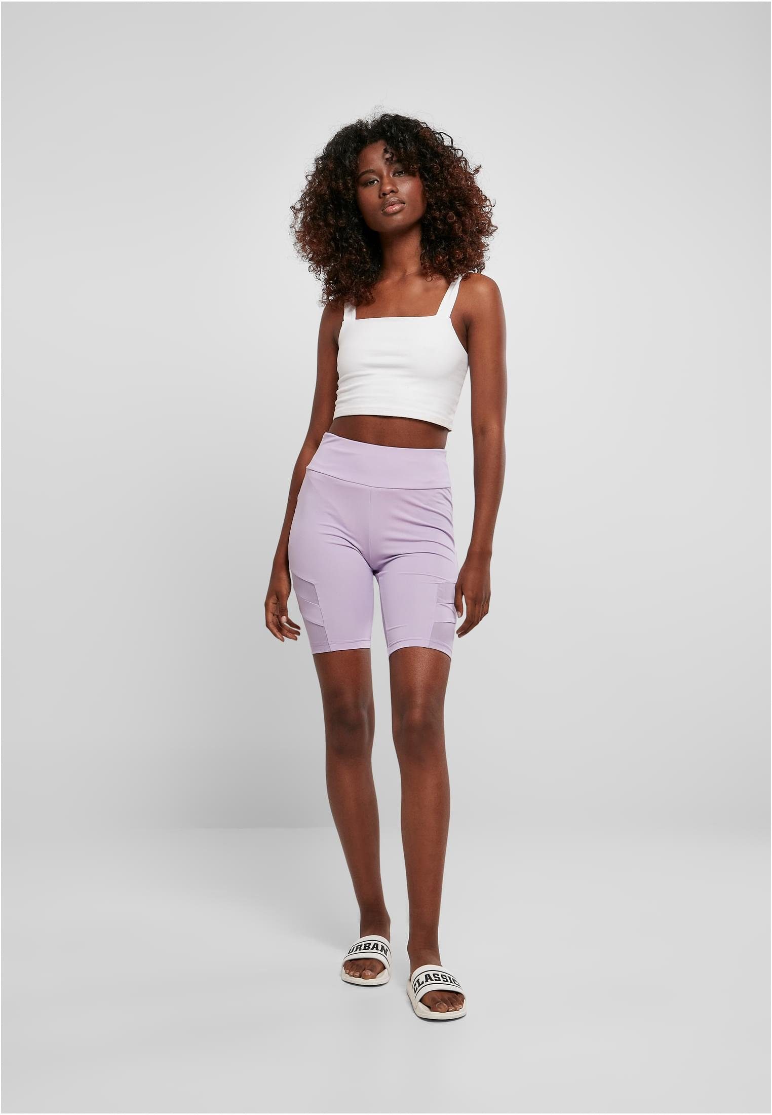 Stoffhose Tech lilac (1-tlg) URBAN Damen Waist CLASSICS Shorts Ladies Mesh High Cycle