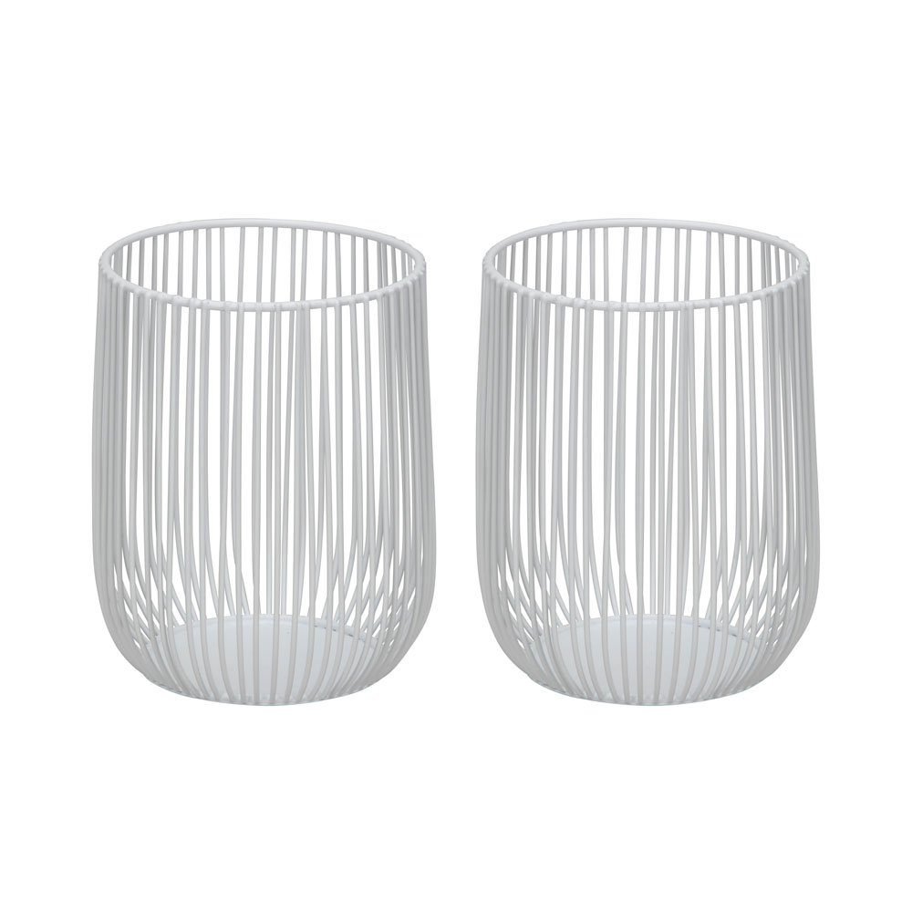 Windlicht 2tlg. Windlicht RELAX weiß aus Metall H15cm Metallwindlicht modern Sca