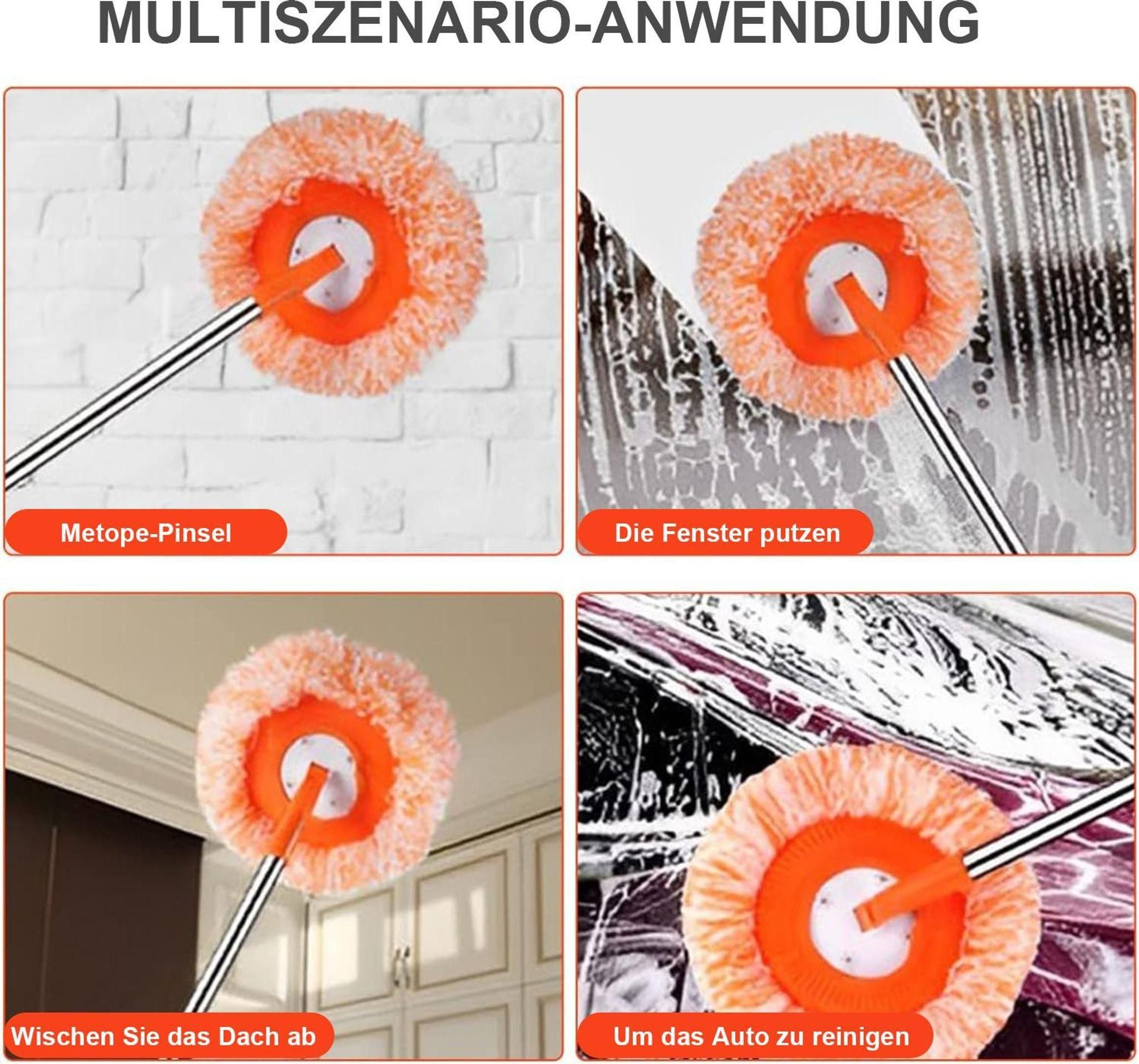FELIXLEO 360° Wischmopp Set mit 3 Stielen & 3 Mikrofaser Moppköpfen Wischmopp-Ersatzkopf – Bild 3 von 5