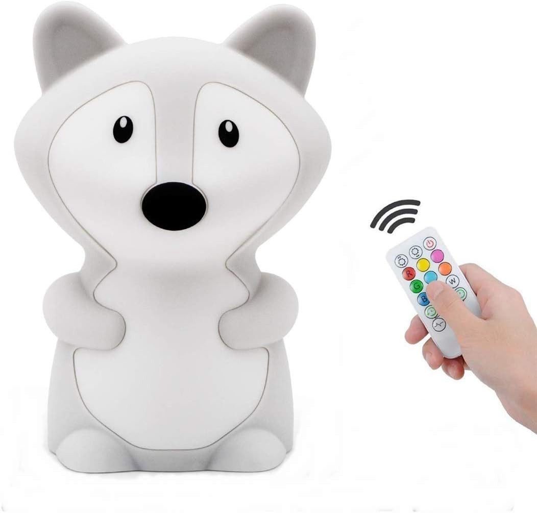 FELIXLEO LED Nachtlicht Nachtlicht für Kinder 9 Farben LED Silikon Fuchs Nachttischlampe