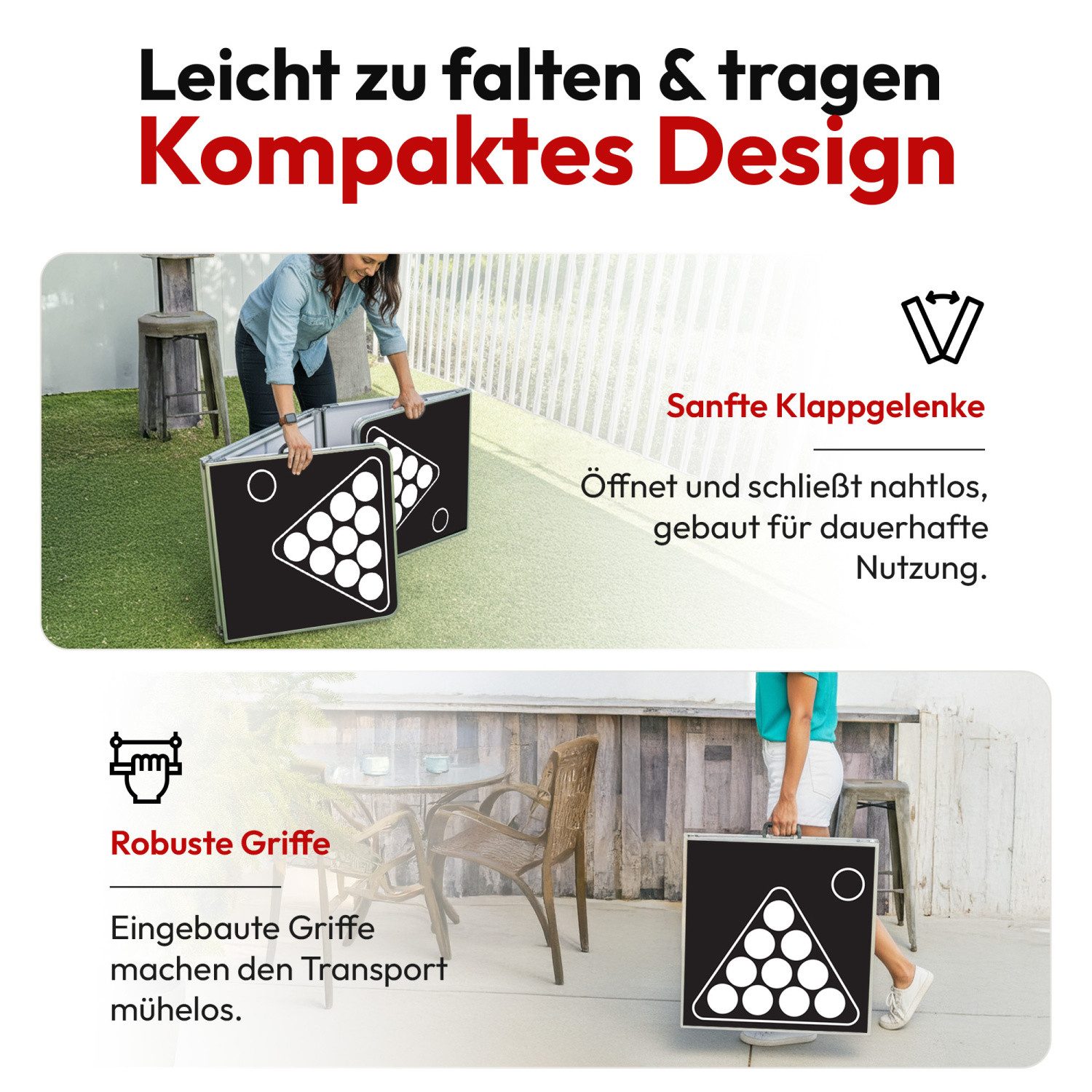 Goods+Gadgets Spieltisch Klappbarer Bierpongtisch, (Hohenverstellbar & Kratzfest), Perfekt für Jede Party