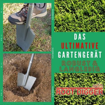 Starlyf Spaten Root Digger Wurzelspaten, (Spar Set, 1-St., 1er oder 2er Pack), Mehrzweckschaufel mit Schneidspitze, 114cm aus Manganstahl