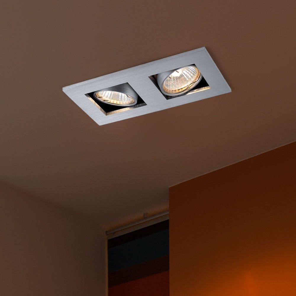 Wohn LED Einbaustrahler, Leuchtmittel 2er inklusive, etc-shop Strahler Warmweiß, Lampen Einbau Zimmer Set Decken ALU
