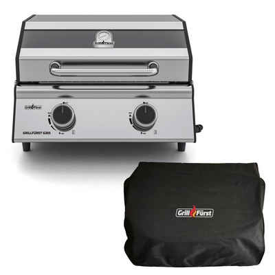 Grillfürst Camping-Gasgrill Grillfürst G201E 2-Brenner Gasgrill portabel v2 - Campinggrill / Balkongrill 50mbar - inkl. Abdeckhaube