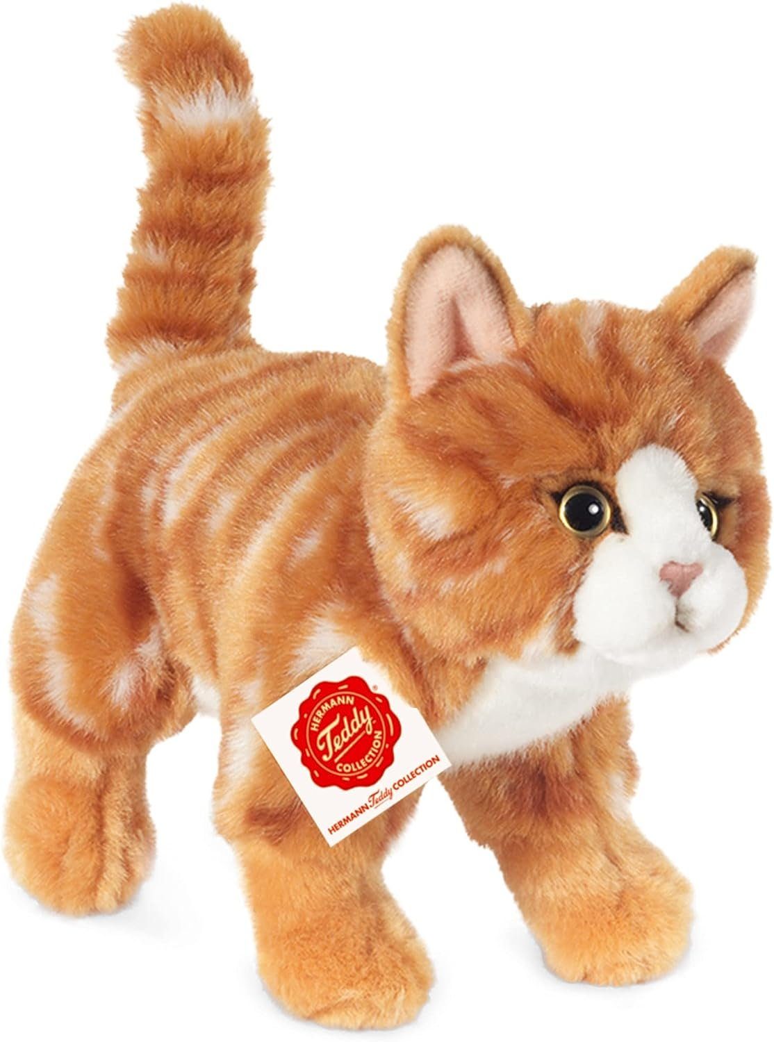 Teddy Hermann® Kuscheltier Katze stehend rot getigert, 20 cm, zum Teil aus recyceltem Material
