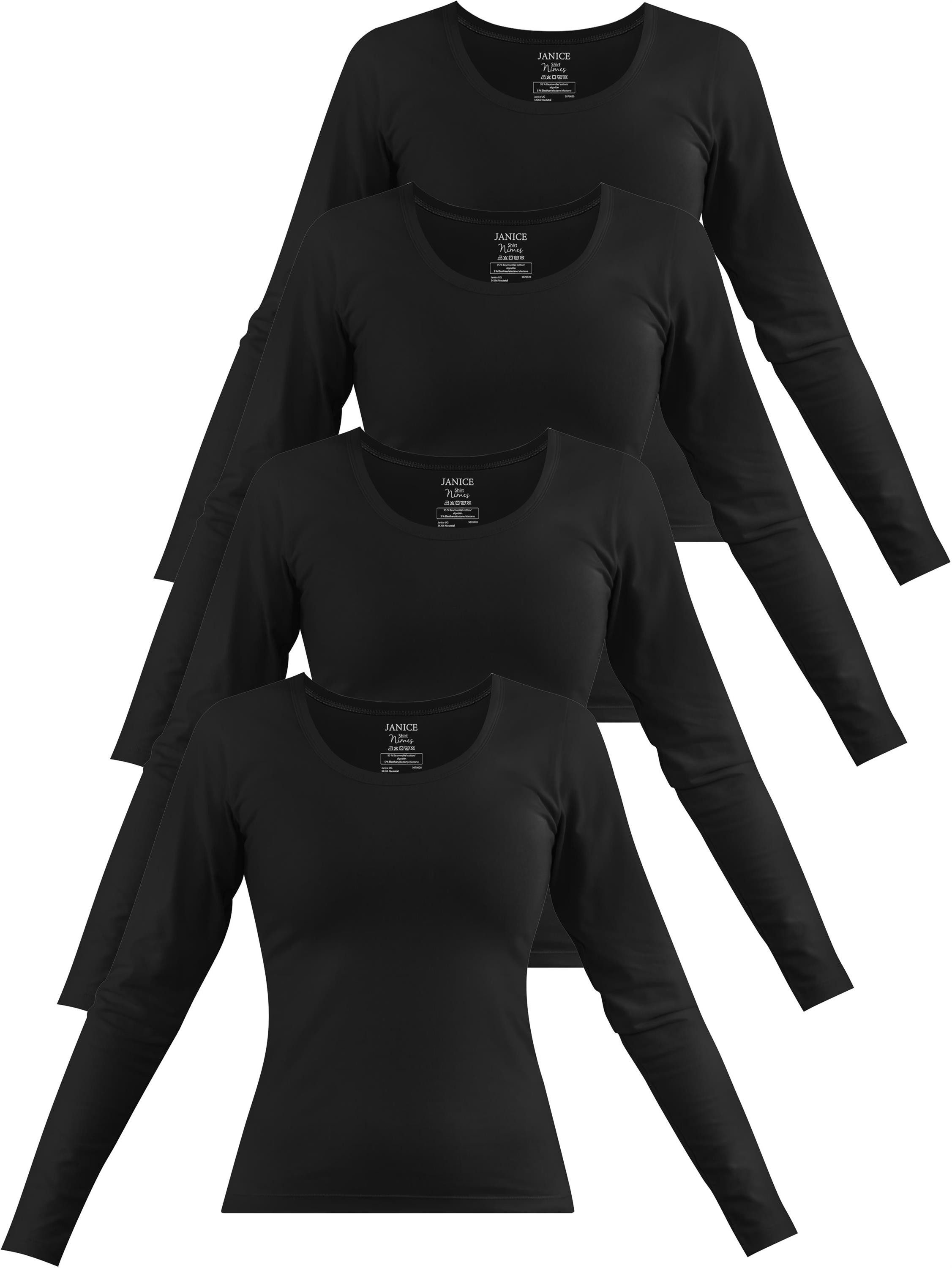 Langarmshirt 4 x Damen Langarmshirt Nimes