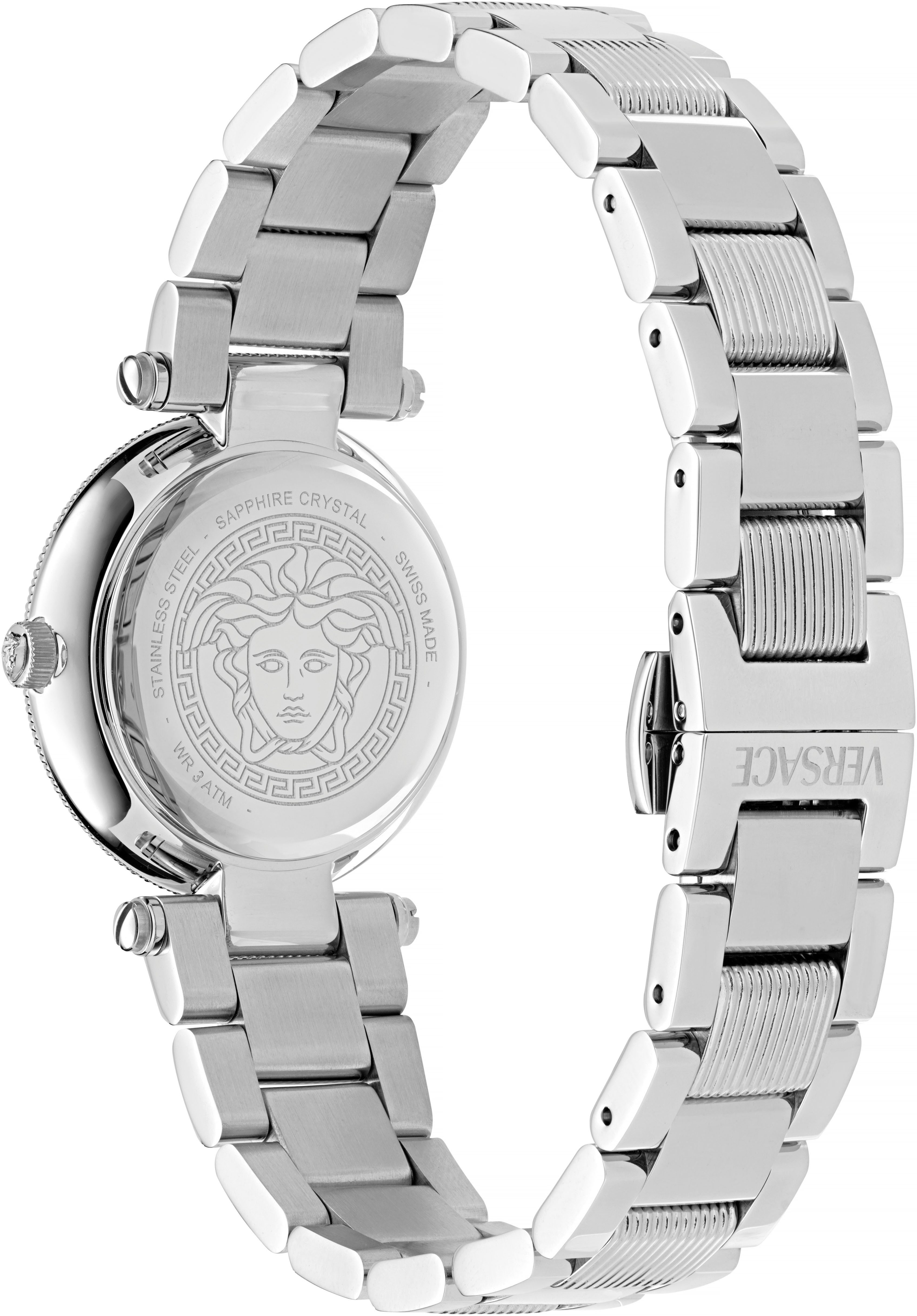 Versace Quarzuhr REVE PETITE VEBFA0124, Armbanduhr, Damenuhr, Swiss Made, Edelstahlarmband, analog, Saphirglas