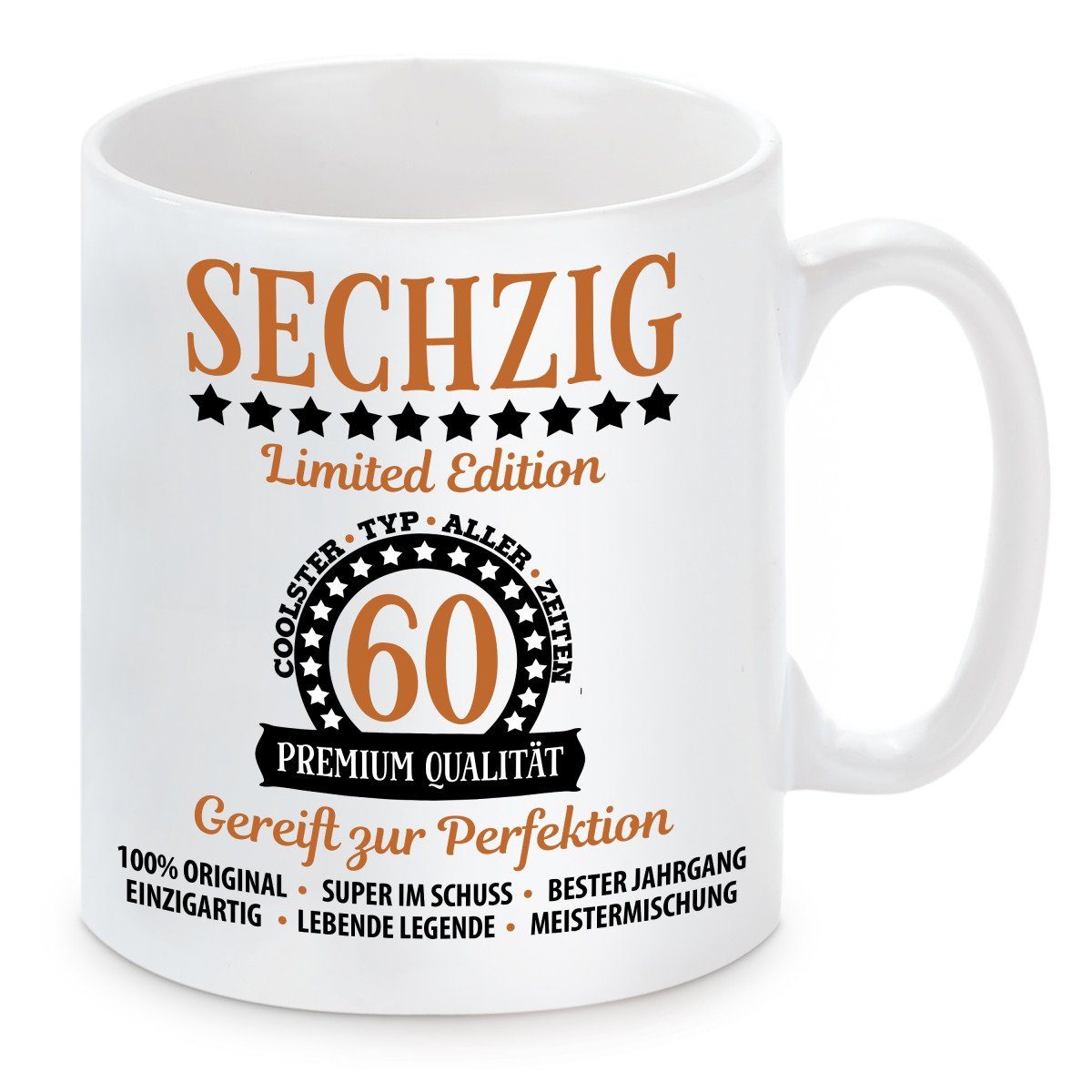 60 mit Limited Herzbotschaft mikrowellengeeignet Edition, spülmaschinenfest Kaffeebecher - und Tasse Motiv - Keramik, Kaffeetasse Sechzig
