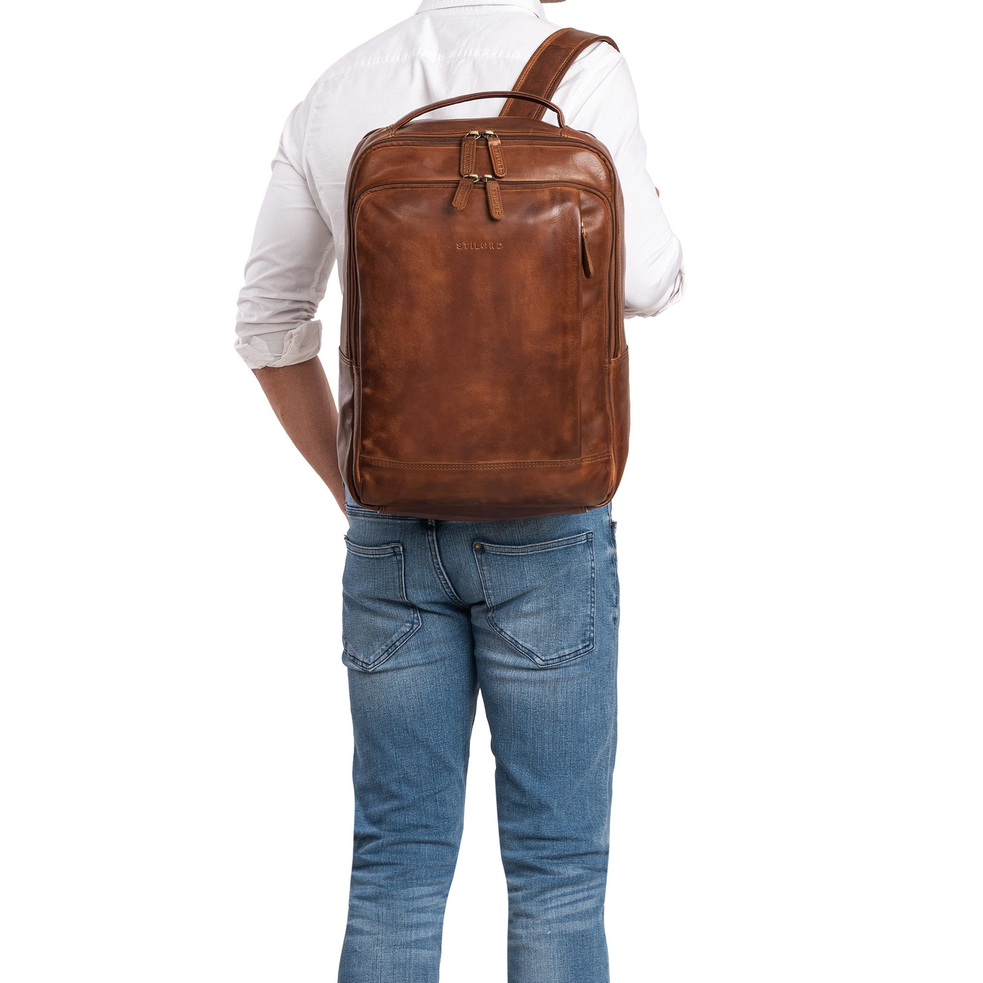 STILORD Notebookrucksack "Beck" Business Rucksack Herren Leder