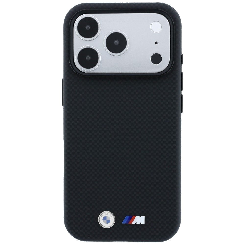 BMW Smartphone-Hülle M Quadrille kompatibel mit iPhone 18 Pro, 17 Pro Schwarz 6,3 Zoll, BMW Logo und M Emblem