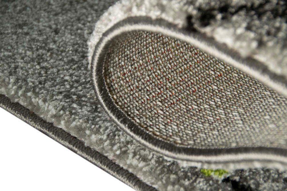 Carpetia Teppich Designer Teppich Kurzflor Wohnzimmerteppich Blumen grau türkis blau, rechteckig, Höhe: 13 mm – Bild 5 von 5