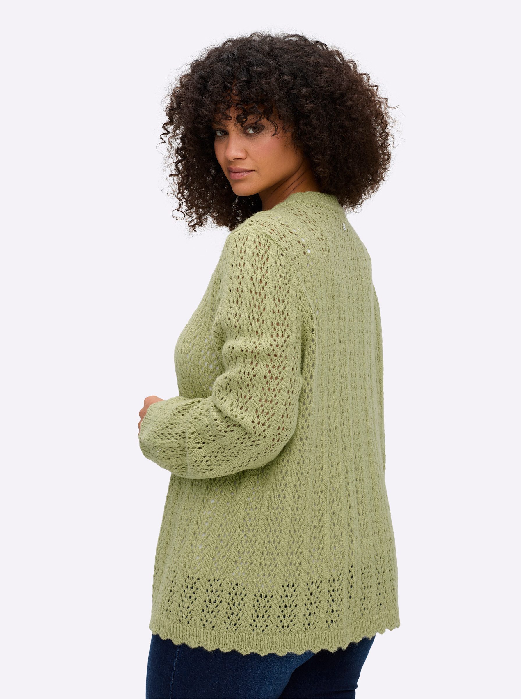 Sheego Strickjacke Ajourstrickjacke . günstig online kaufen