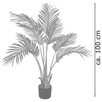 Kunstpalme Kunstpflanze Palme Palmenbaum Arekapalme Künstliche Pflanze 100 cm, Decovego