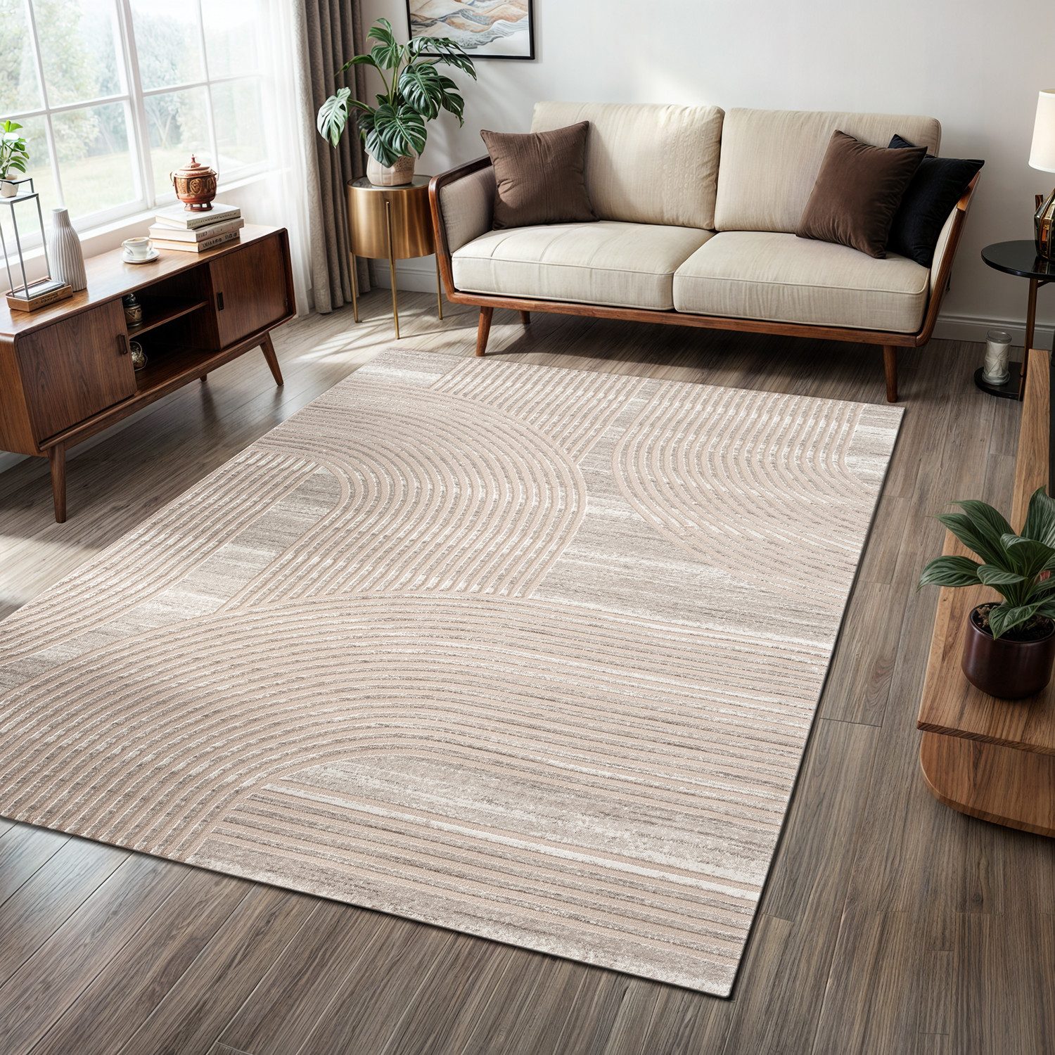 Carpetilla Designteppich Wohnzimmer Teppich Designer Teppich Welle Musterun günstig online kaufen