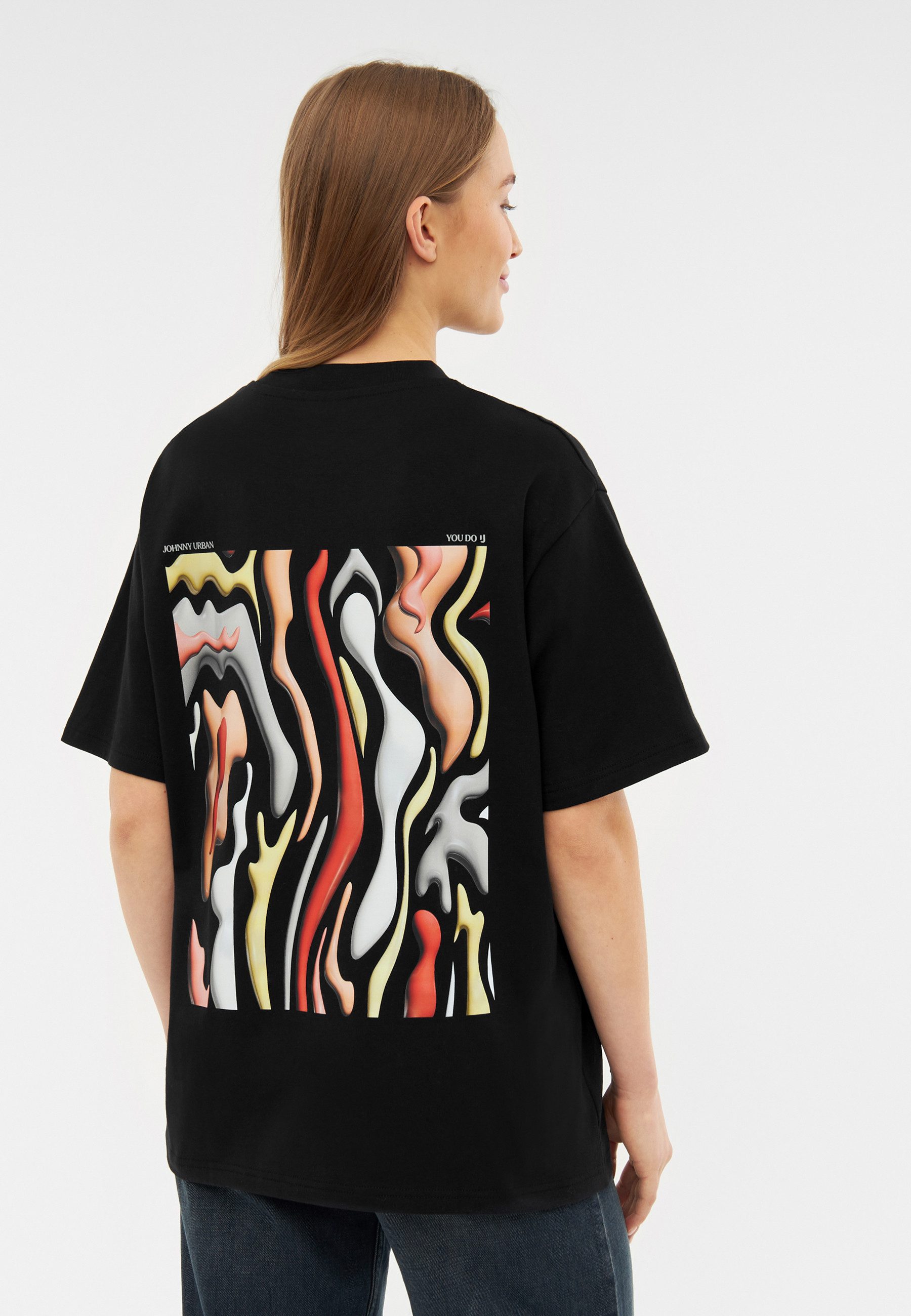 Johnny Urban T-Shirt Sammy Lava Print Fitted Oversize T-Shirt (1-tlg) Oversize Tshirt mit Rundhalsausschnitt und Back Print
