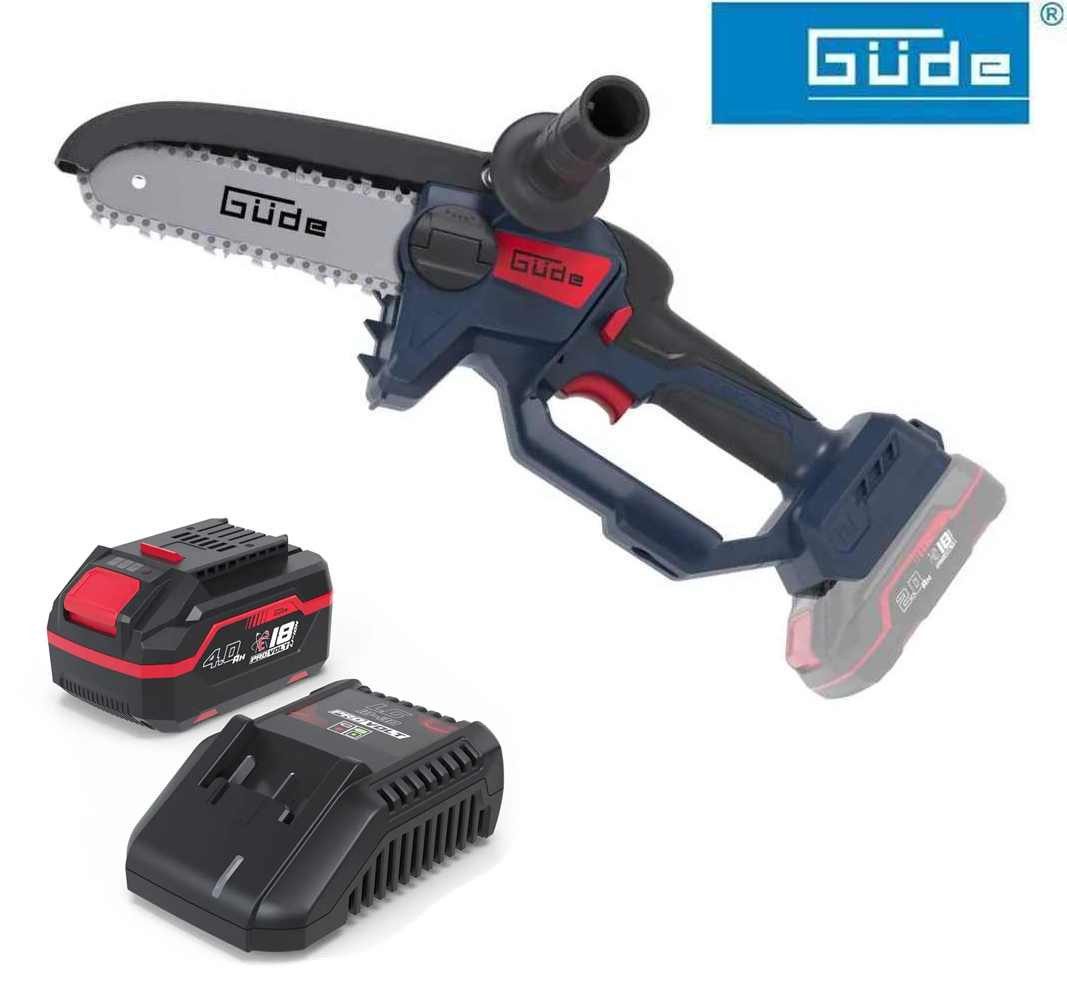 Güde Akku-Kettensäge Akku Astsäge GAK 18.1 Mini Kettensäge 18V, Akku 4.0 Ah Ladegerät 3 A
