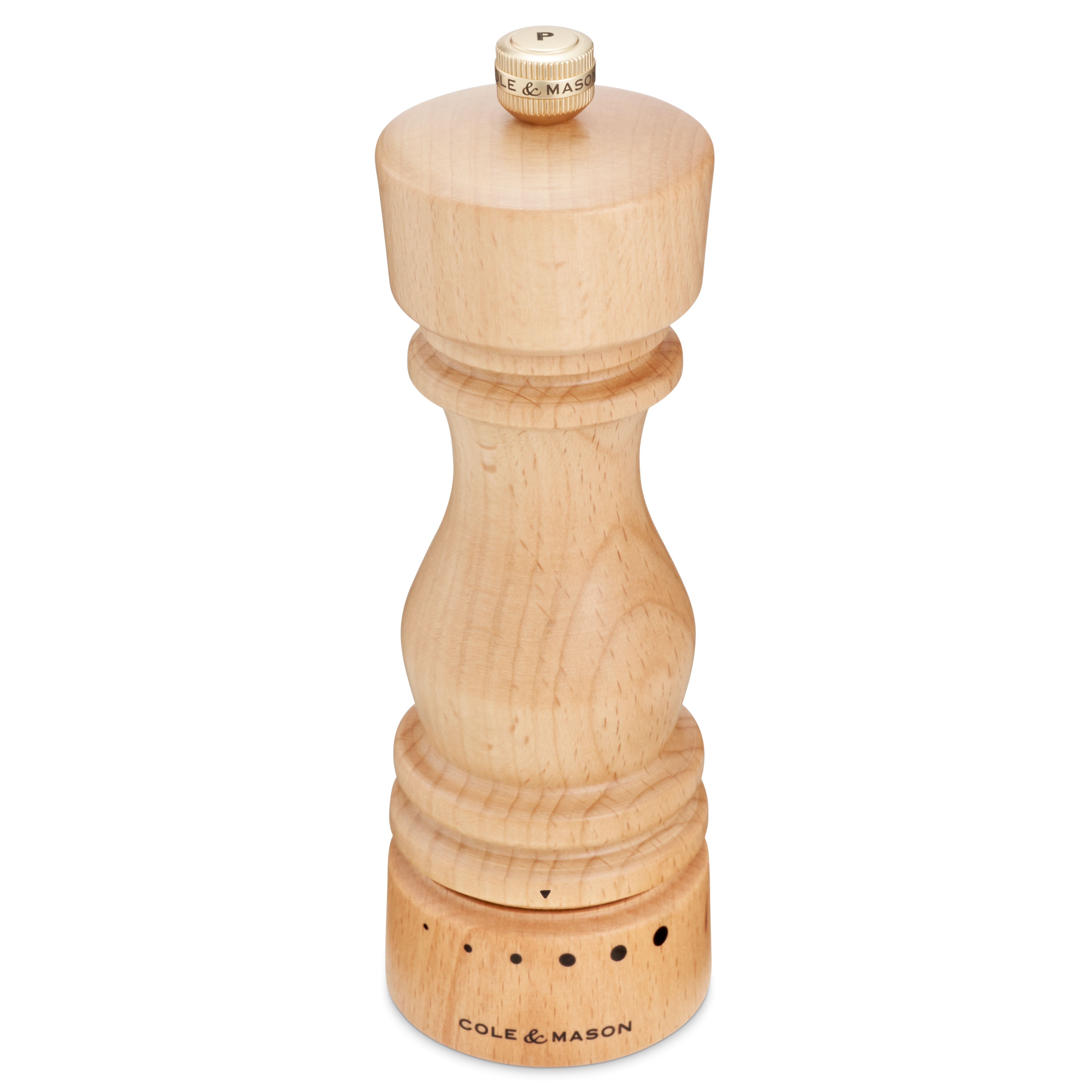 Cole & Mason Pfeffermühle aus Buchenholz mit Mahlgrad-Auswahl London, Precision+ Karbonstahlmahlwerk, 18 cm