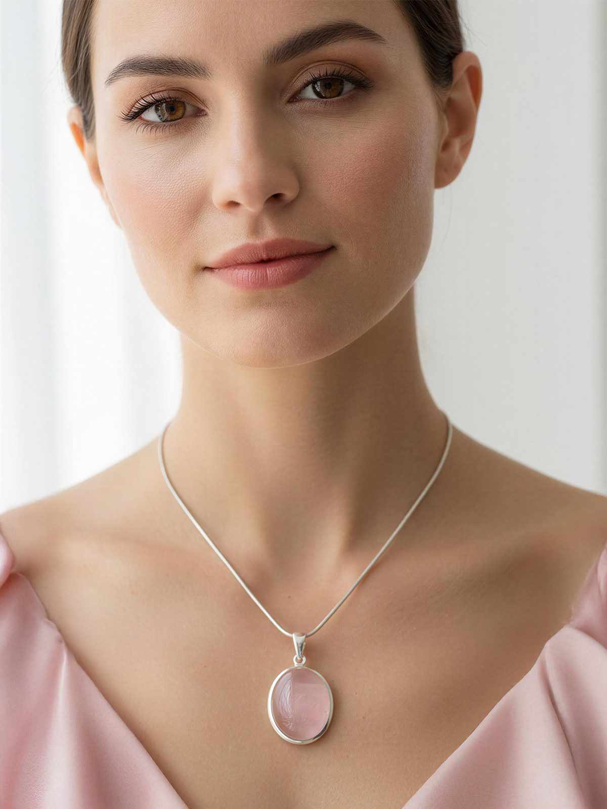 StoneTrip Kettenanhänger Rosenquarz Anhänger in Silber gefasst mit Öse günstig online kaufen