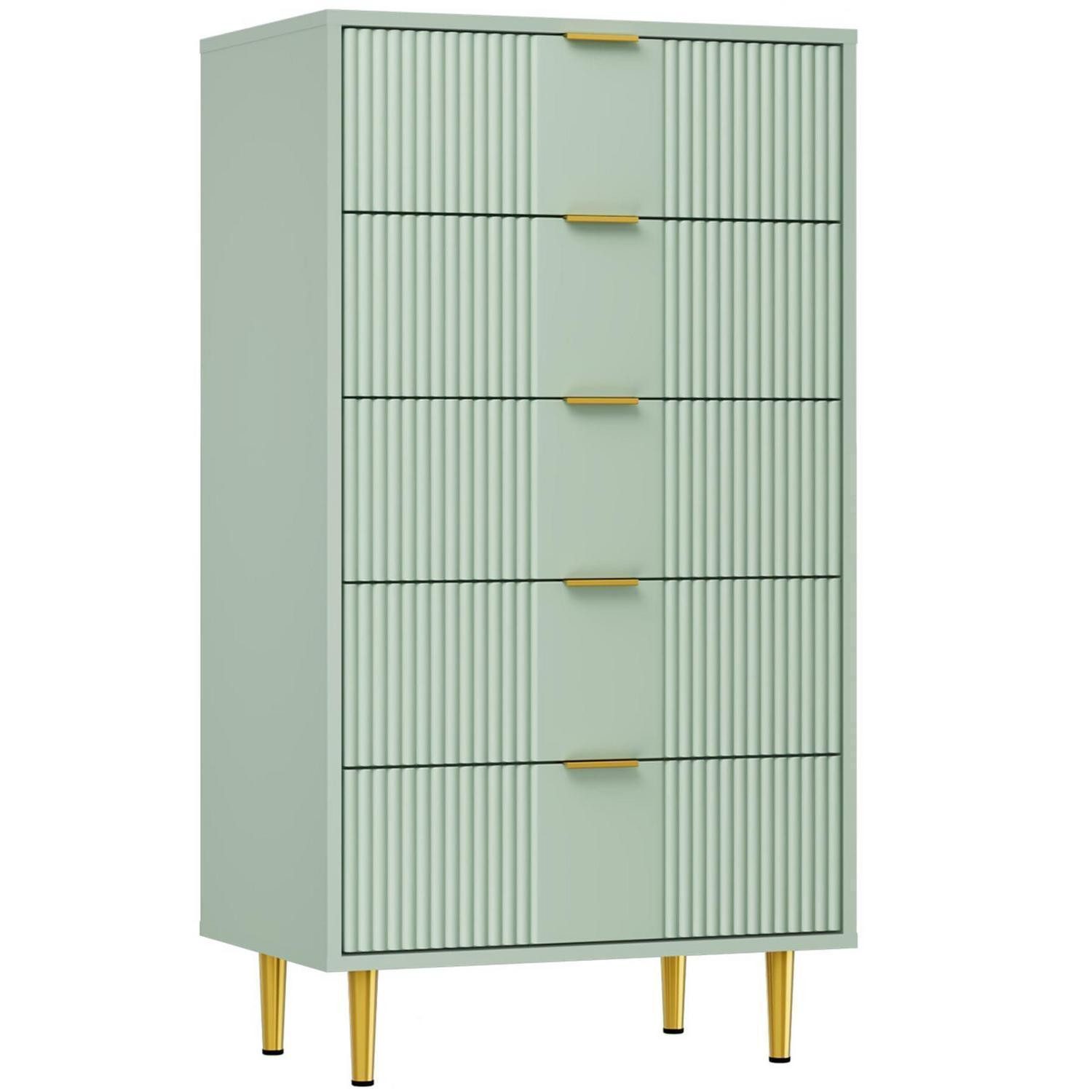 LuxusKollektion Kommode Kommode 5 Schubladen Olivengrün 60T x 40B x 112H cm (5 Schubladen)