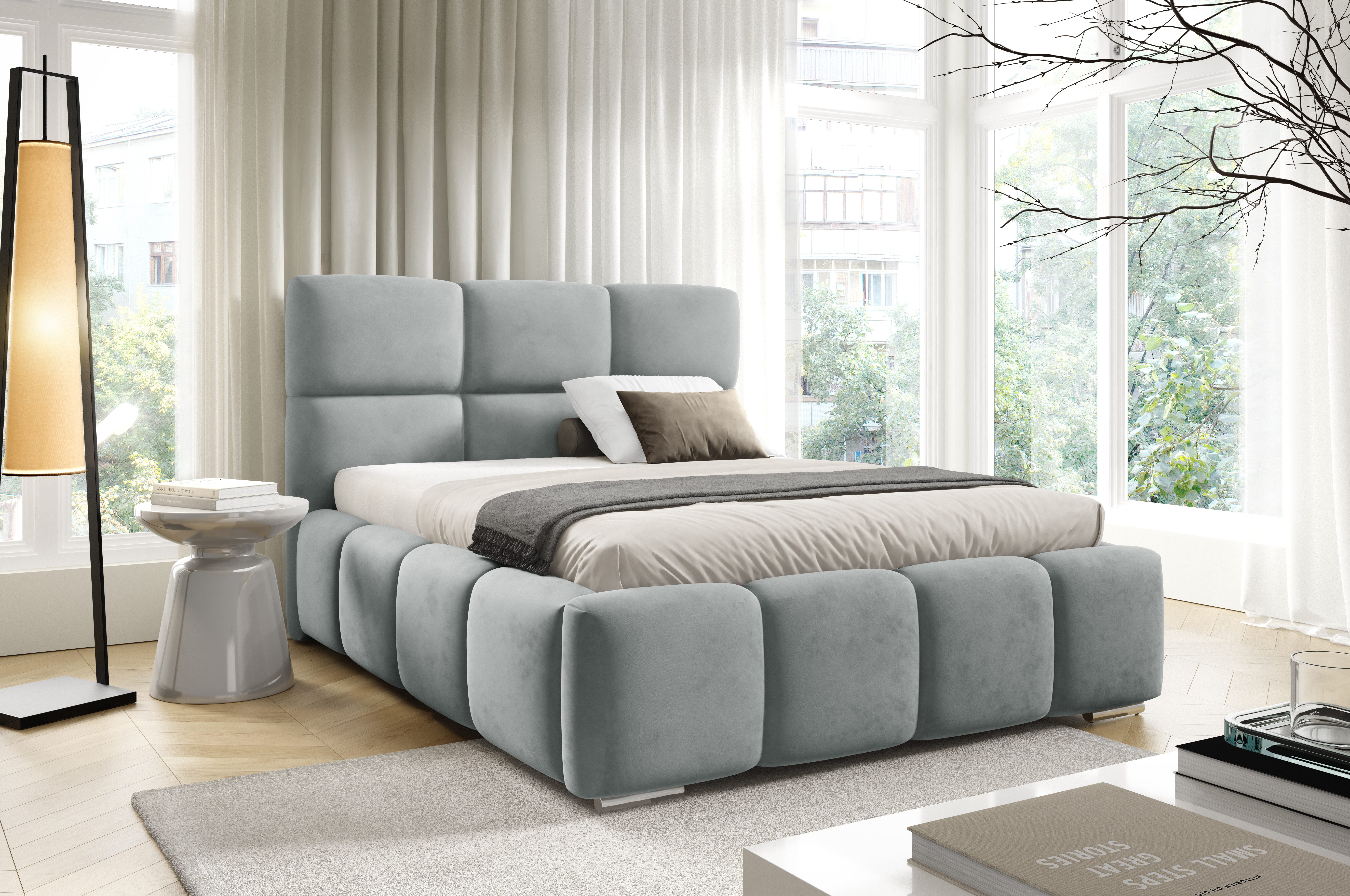 thematys Polsterbett mit Bettkasten & Lattenrost – Stauraumbett+ 140x200 - 200x200 cm