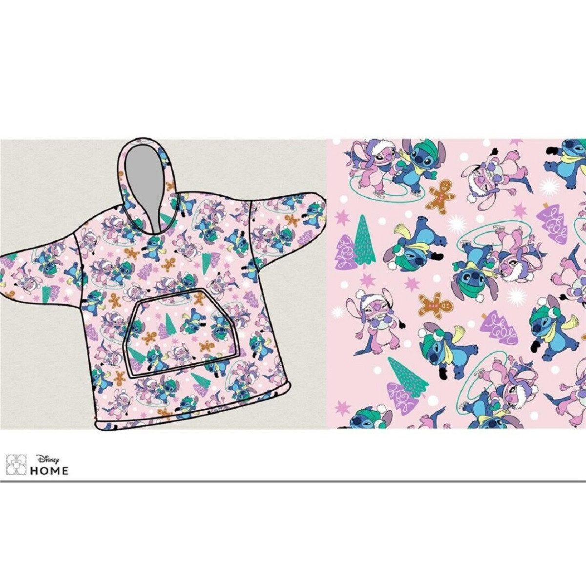 Lilo & Stitch Poncho - Bequemer Überwurf mit Kapuze in Einheitsgröße (1-St) geeignet für Kinder von 7-14 Jahren