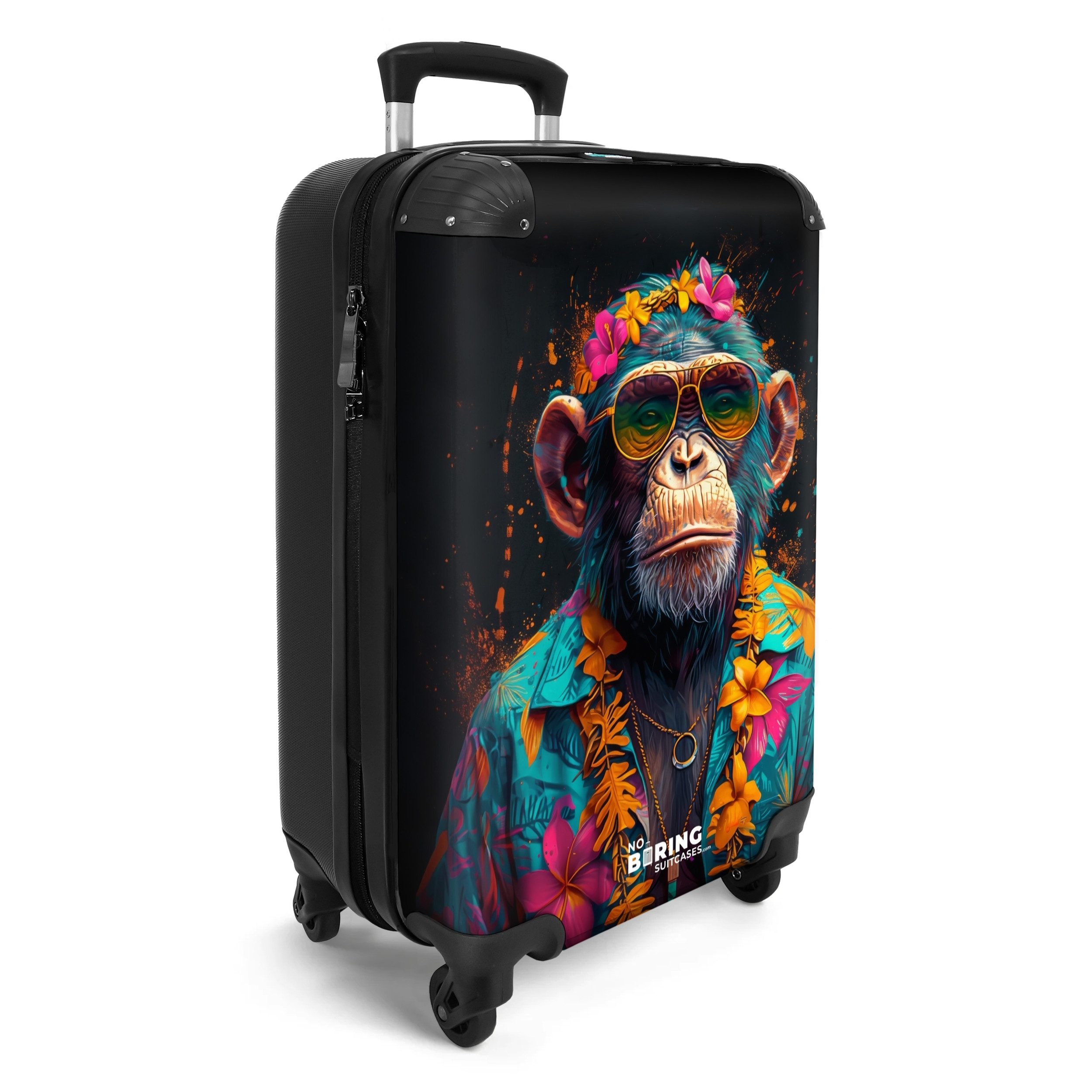 NoBoringSuitcases.com© Hartschalen-Trolley Schimpanse mit Hawaii-Bluse 55x3 günstig online kaufen