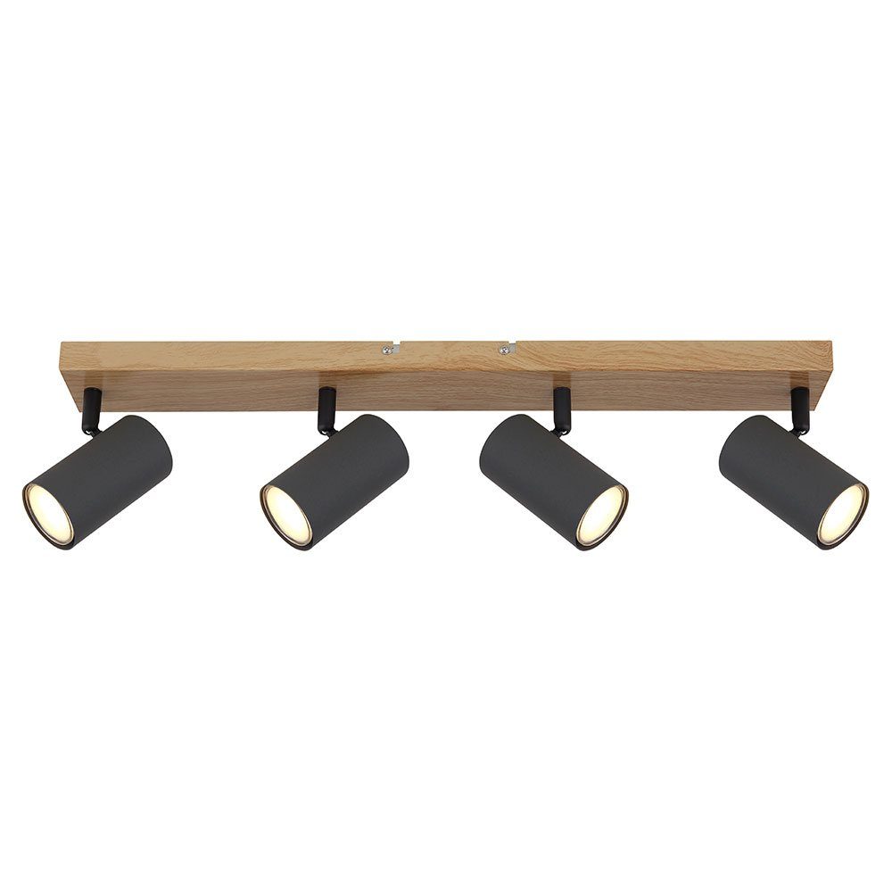 GLOBO LIGHTING Deckenleuchte, Leuchtmittel nicht inklusive, Deckenstrahler 4 Flammig Holzoptik Deckenleuchte GU10 Deckenlampe