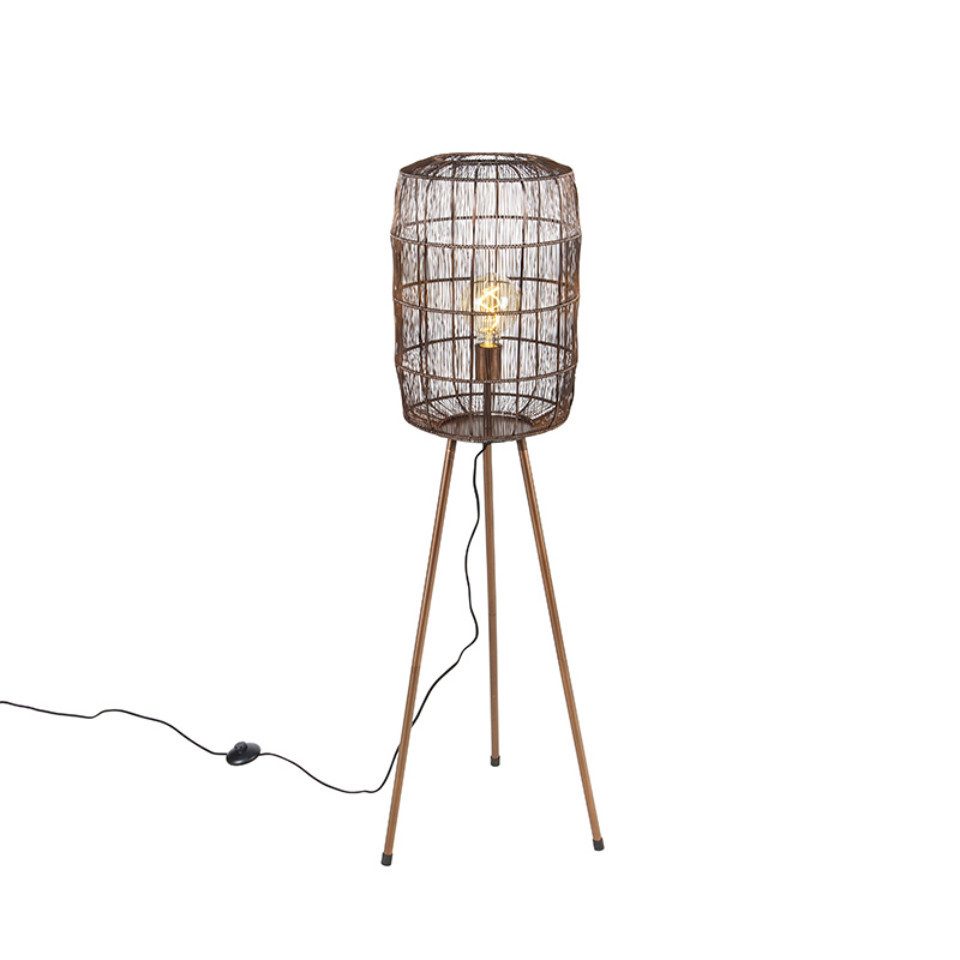 Qazqa Stehlampe Redo, ohne Leuchtmittel, Warmweiß, QAZQA Stehlampe, e27, Kupfer, Stahl, Modern