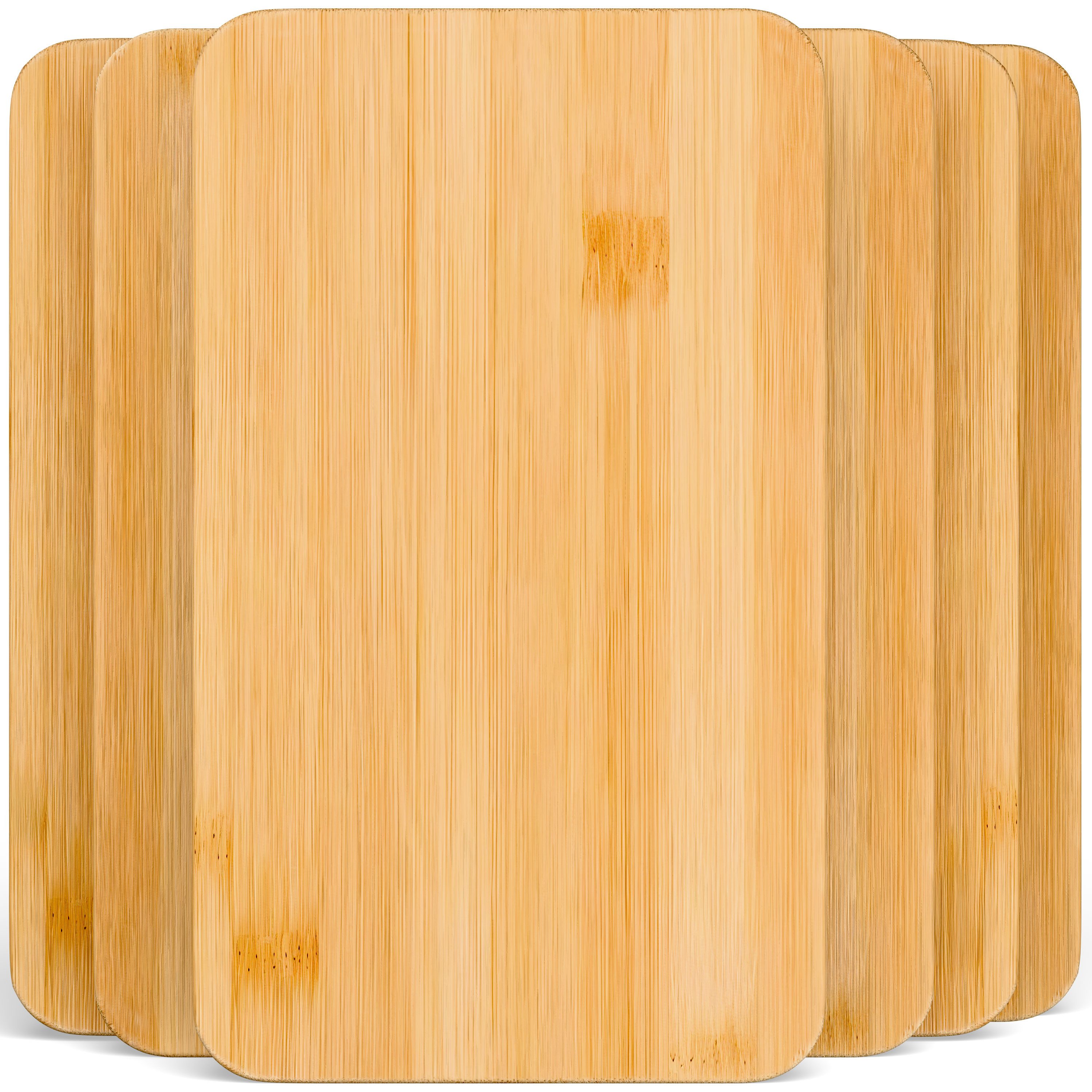 Blumtal Schneidebrett Frühstücksbrettchen 6er Set aus Bambus - 22x14x0,8 cm, Frühstücksbretter Holz, antibakterielles Holzbrettchen