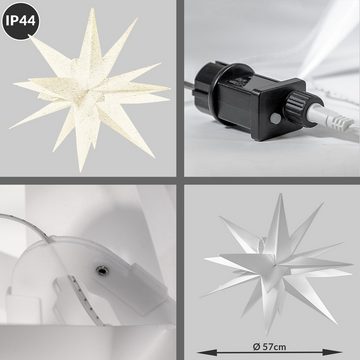 monzana Dekostern, Weihnachtsstern 3D Ø57 cm LED Beleuchtet Warmweiß inkl. Leuchtmittel E27 Timer Innen & Außen IP44 Weihnachten Leuchtstern Dekostern Faltstern