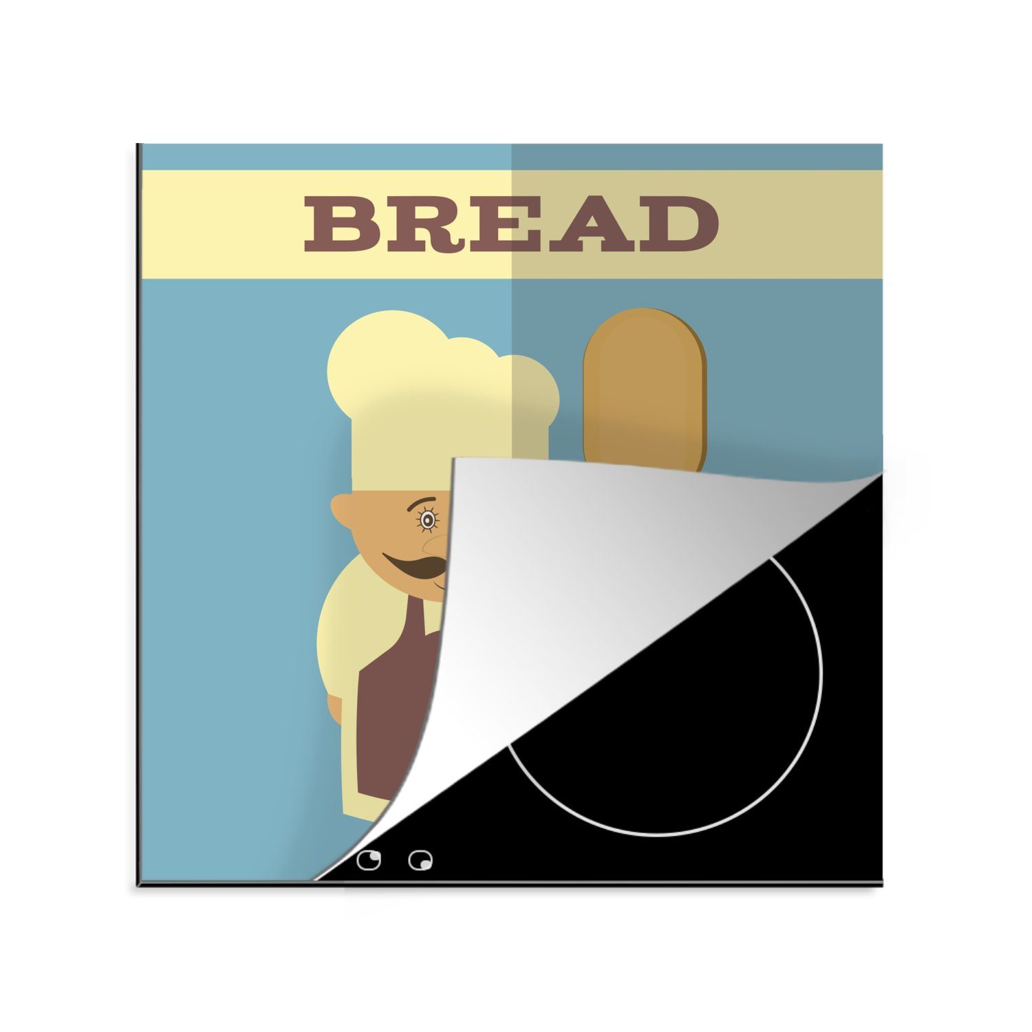 Ceranfeldabdeckung, MuchoWow (1 Bäcker cm, - Jahrgang, 78x78 Arbeitsplatte tlg), - Herdblende-/Abdeckplatte für küche Vinyl, Brot