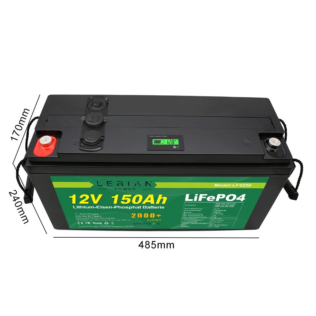 LERIAN POWER LiFePO4 Akku 12V 150Ah 150A LFP Batterie für Camping Boot Solar Akku