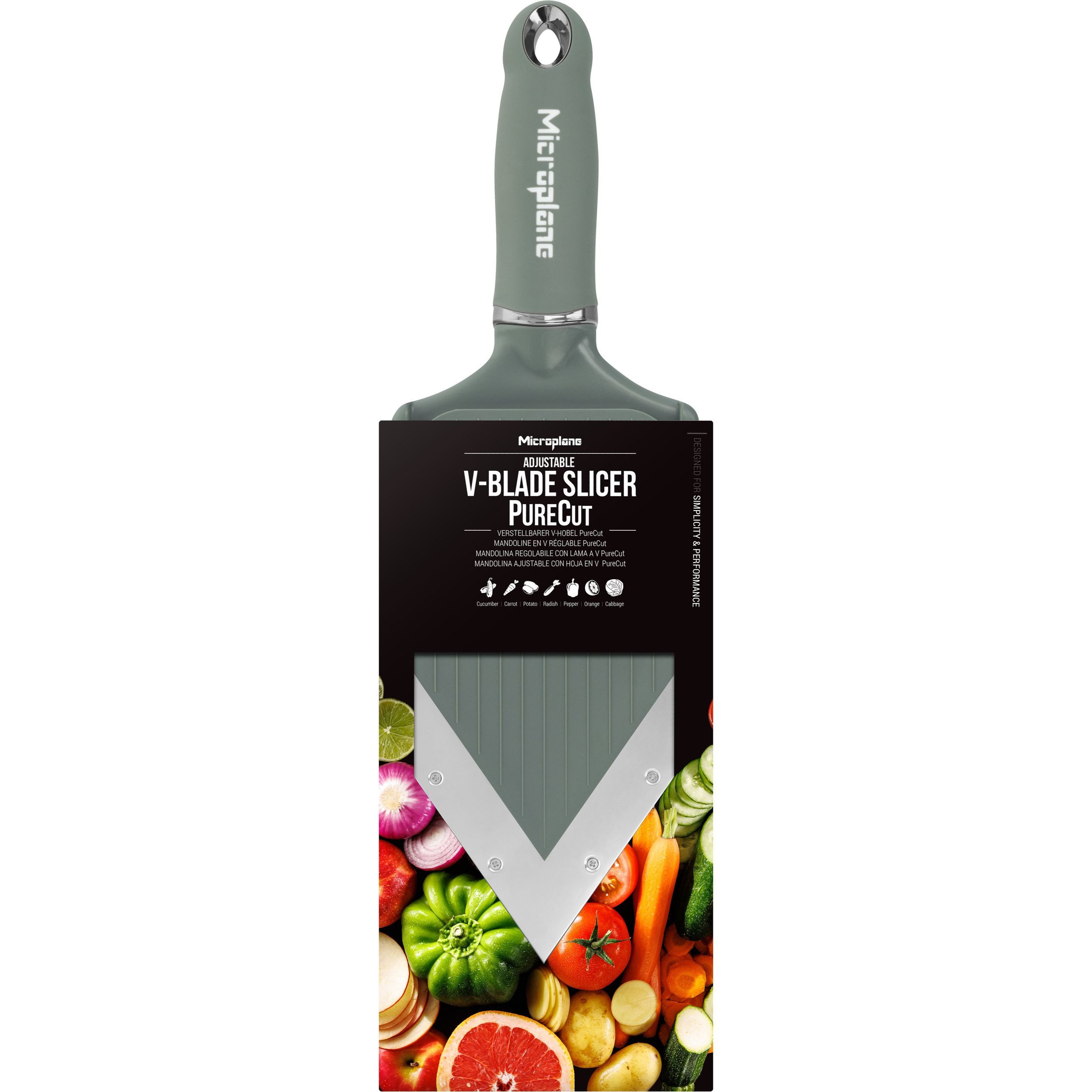 Microplane Küchenreibe Verstellbarer V-Hobel PureCut Eucalyptus Grün 48746