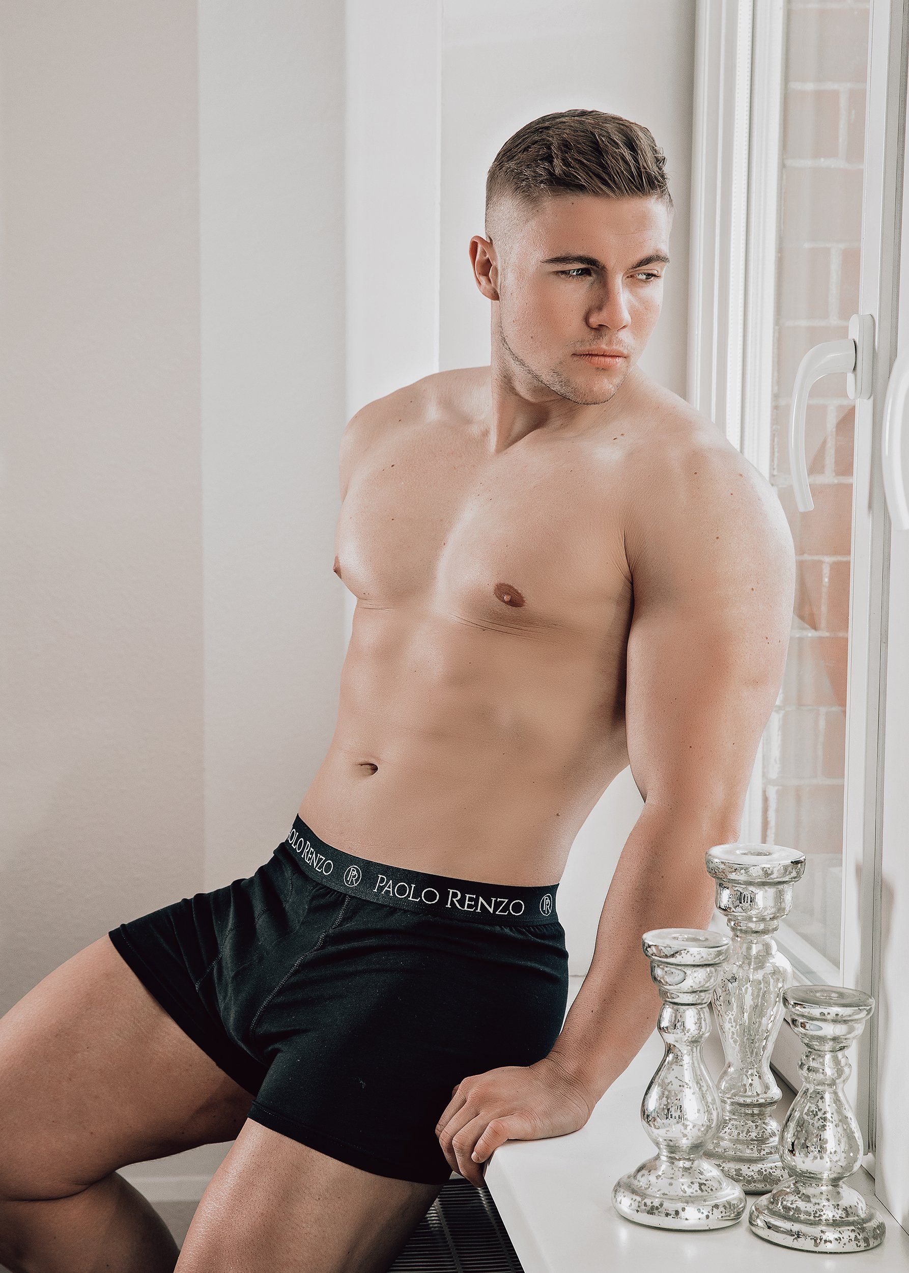 Paolo Renzo Boxershorts (12-St) Atmungsaktive Fitted Herren Boxer Shorts / Hipster Shorts aus hochwertiger Baumwolle in verschiedenen Farben und Größen