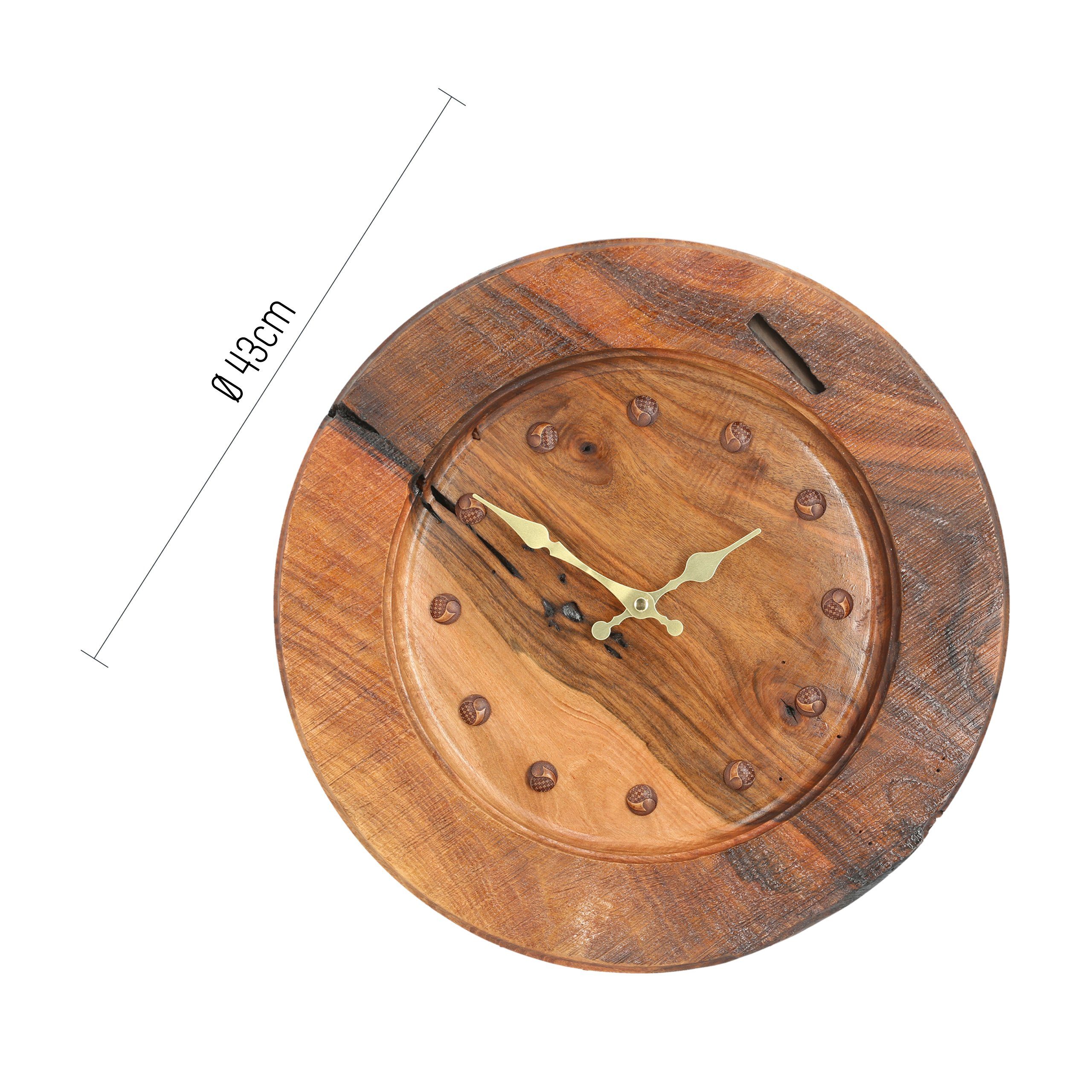 Lantelme Wanduhr »Holz Zimmeruhren in einzigartiger Form« (Olivenholz Uhr  mit einzigartiger Maserung, geräuschloses Uhrwerk) online kaufen | OTTO