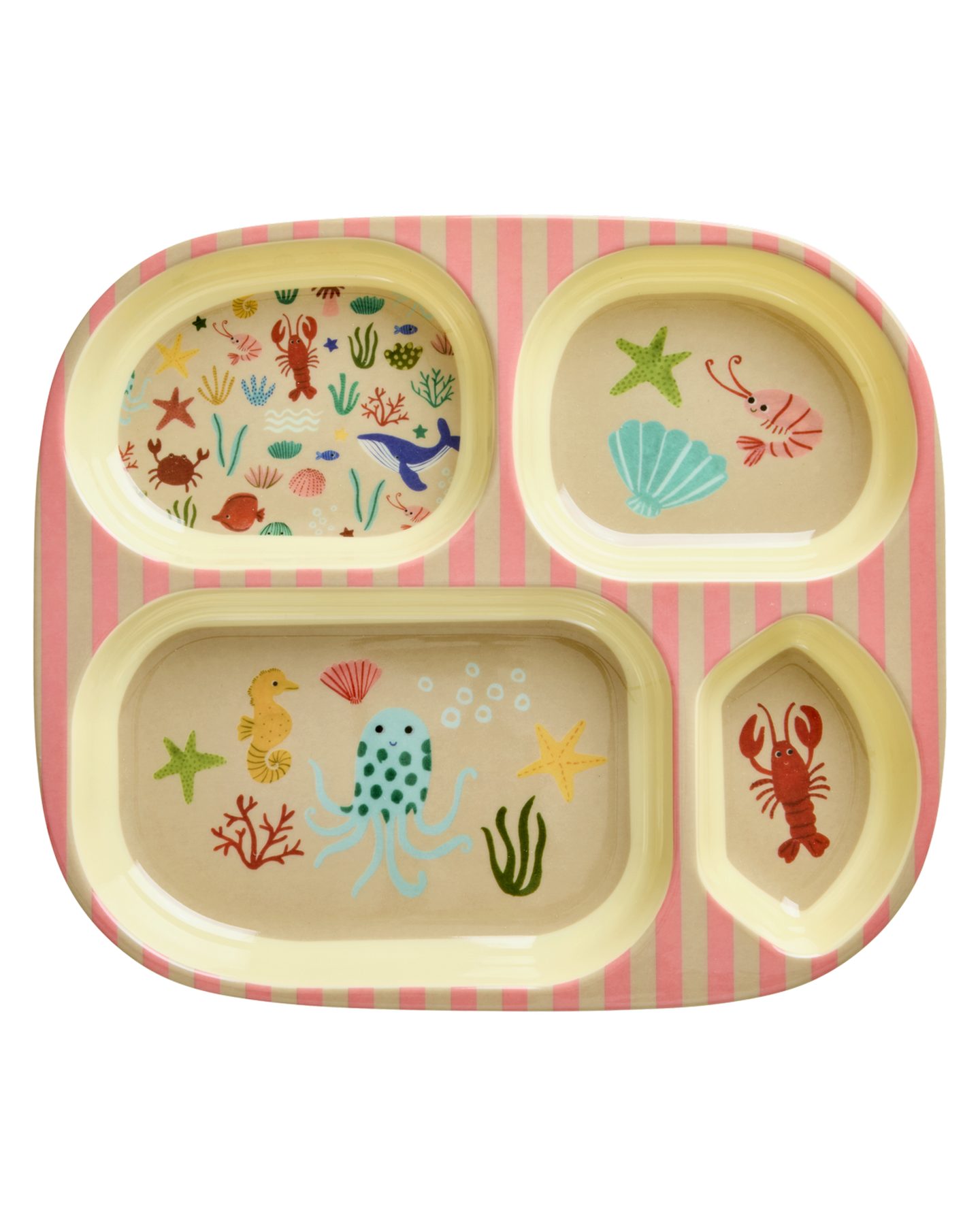rice Kunststoffteller Rice Melamin Тарелки mit 4er-Einteilung - Coral Ocean Print