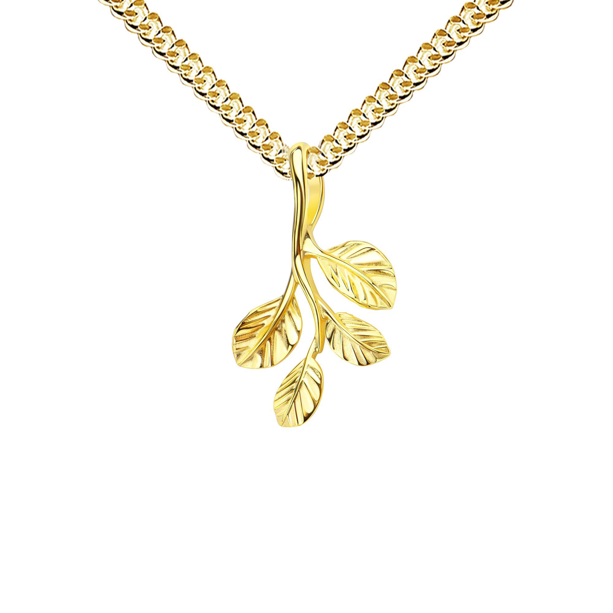 Made - 36 333 70 - Anhänger Gold wählbar in cm. (Anhängerkette, Kette Goldzweig Kette Germany mit JEVELION vergoldet- für Länge Damen), Mit Anhänger